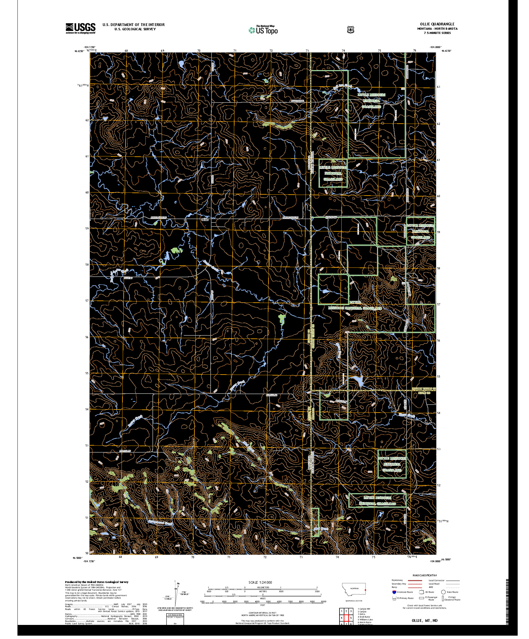 US TOPO 7.5-MINUTE MAP FOR OLLIE, MT,ND
