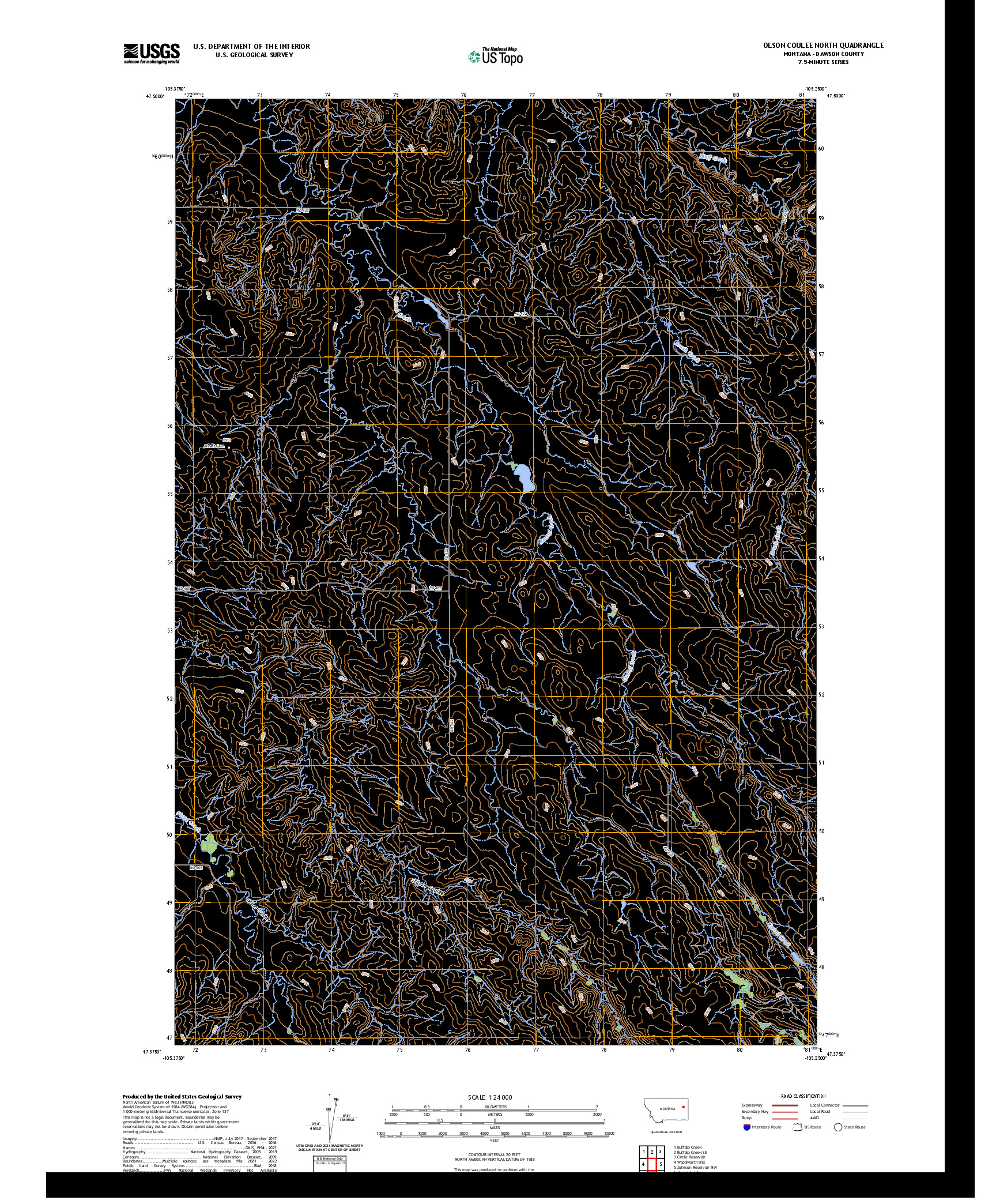 US TOPO 7.5-MINUTE MAP FOR OLSON COULEE NORTH, MT