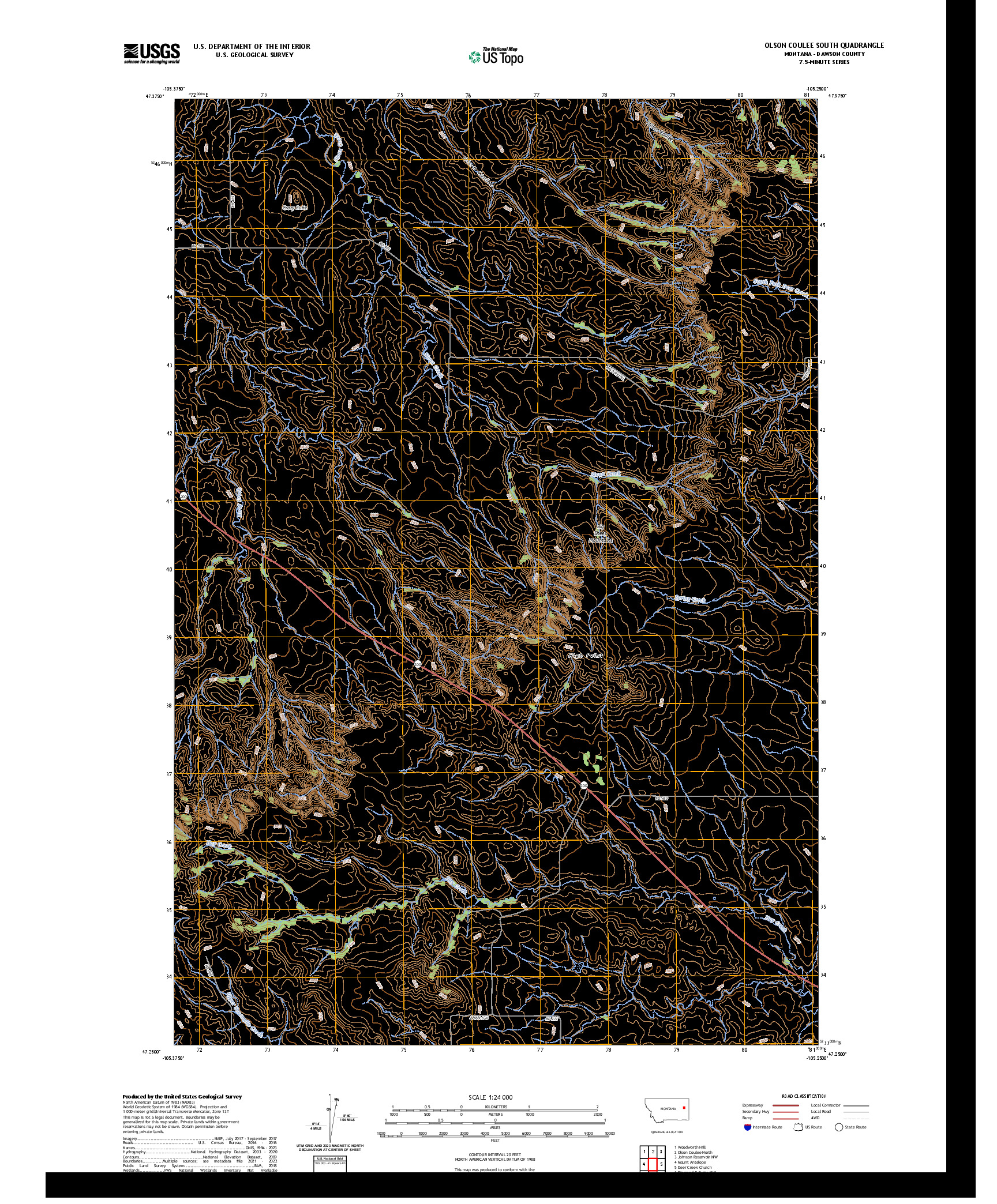 US TOPO 7.5-MINUTE MAP FOR OLSON COULEE SOUTH, MT