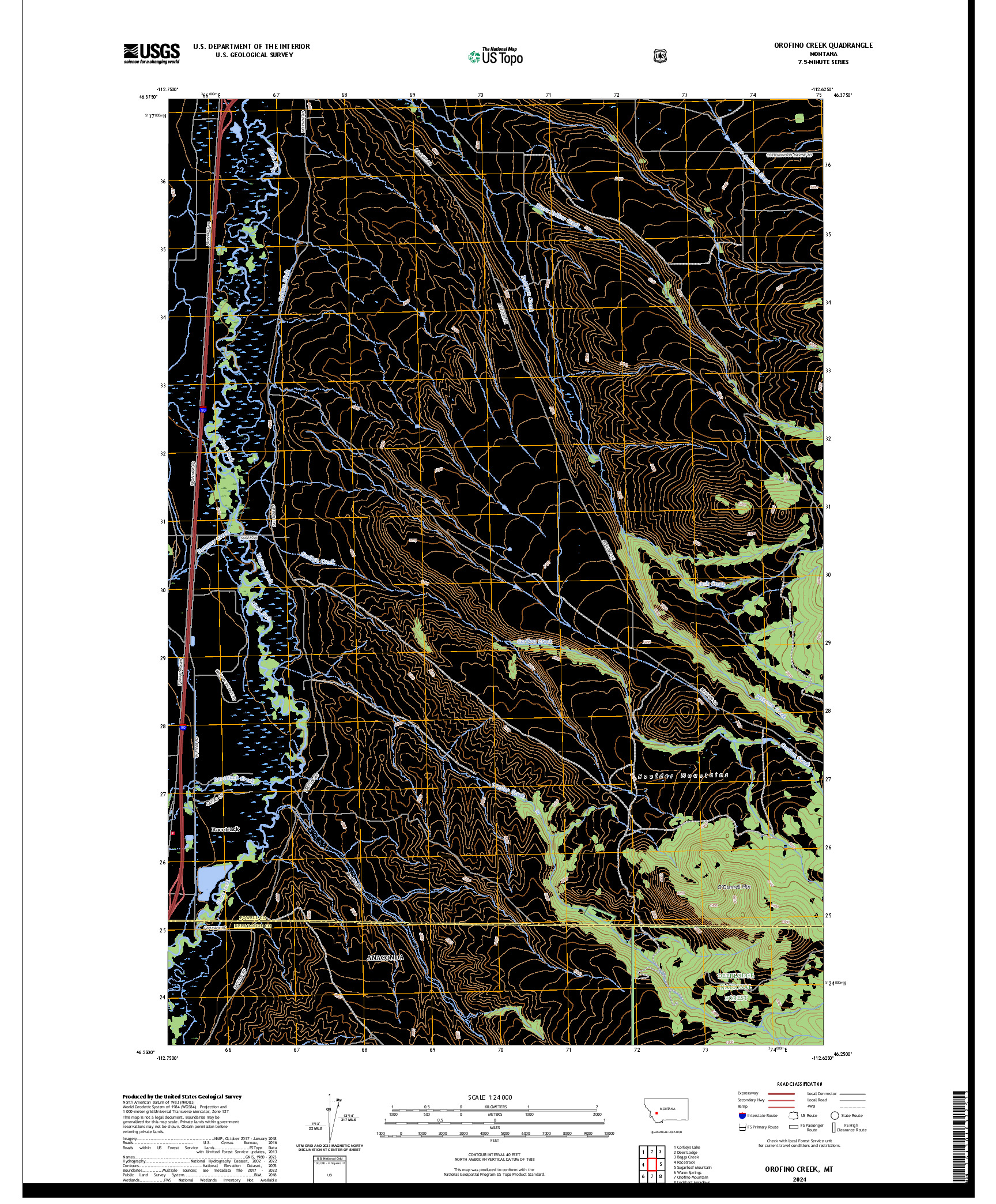 US TOPO 7.5-MINUTE MAP FOR OROFINO CREEK, MT