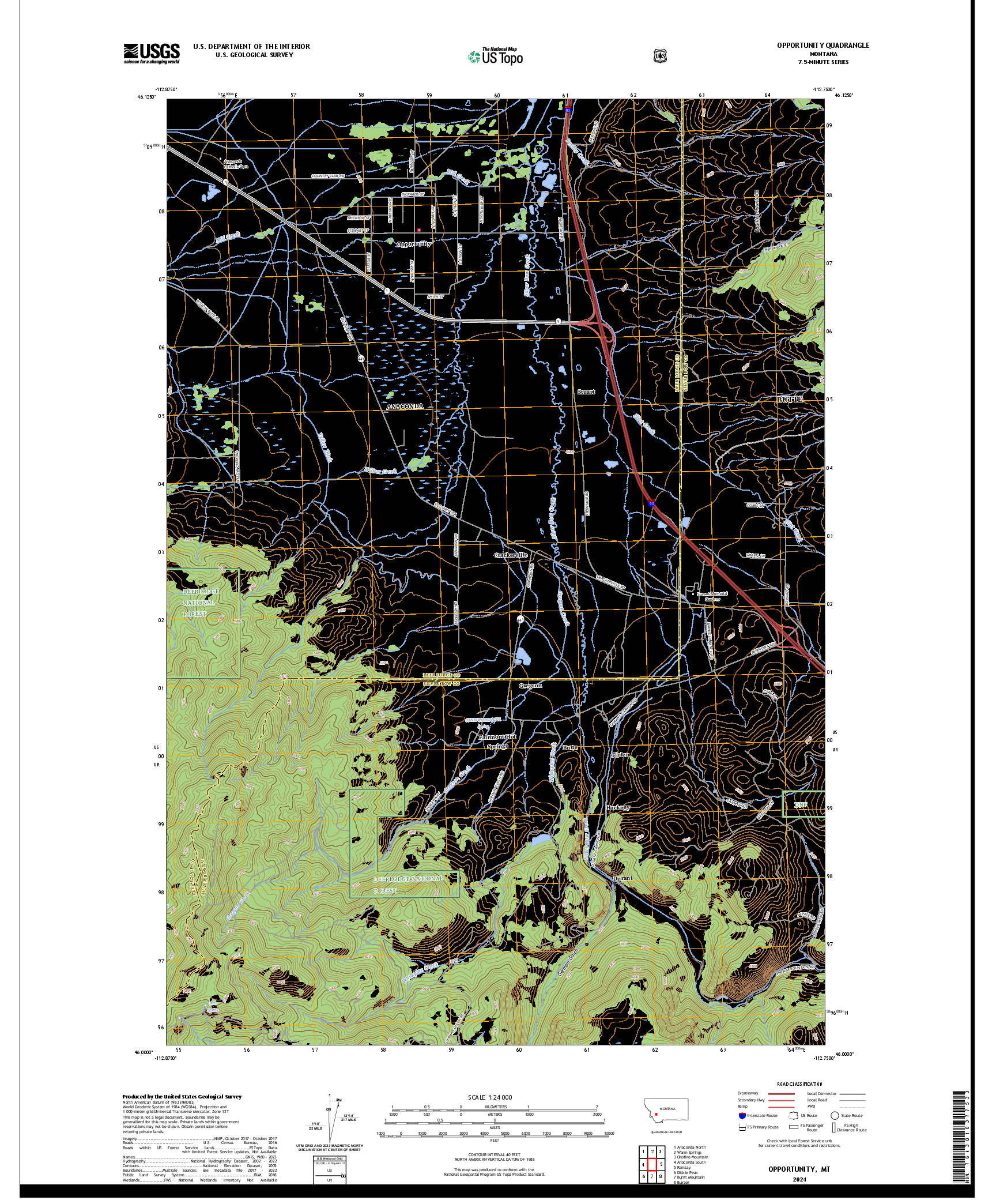 US TOPO 7.5-MINUTE MAP FOR OPPORTUNITY, MT