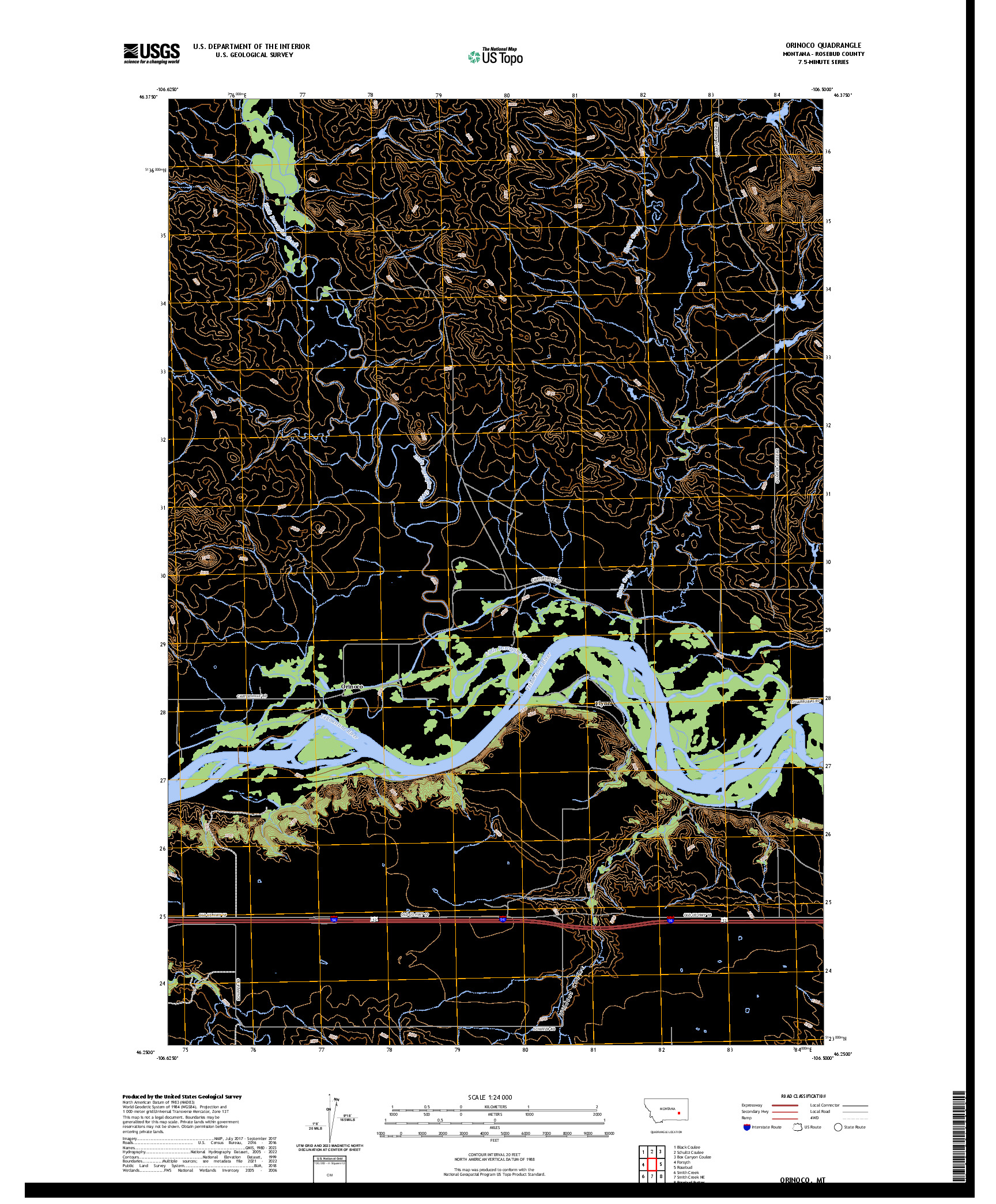 US TOPO 7.5-MINUTE MAP FOR ORINOCO, MT