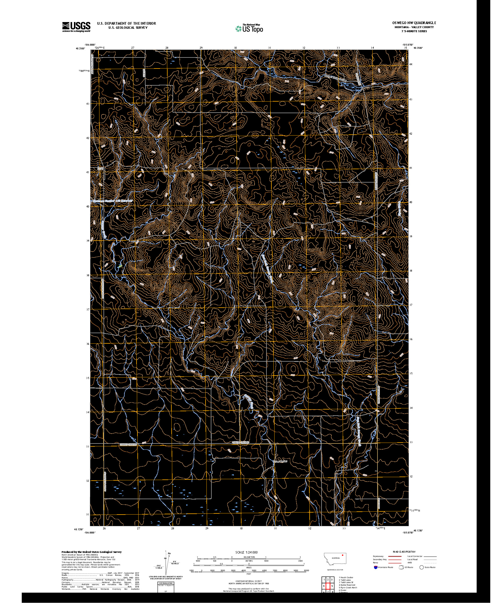 US TOPO 7.5-MINUTE MAP FOR OSWEGO NW, MT