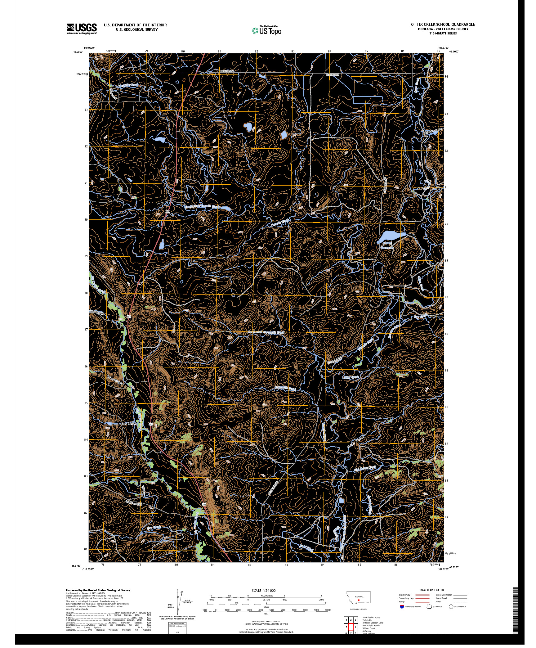 US TOPO 7.5-MINUTE MAP FOR OTTER CREEK SCHOOL, MT