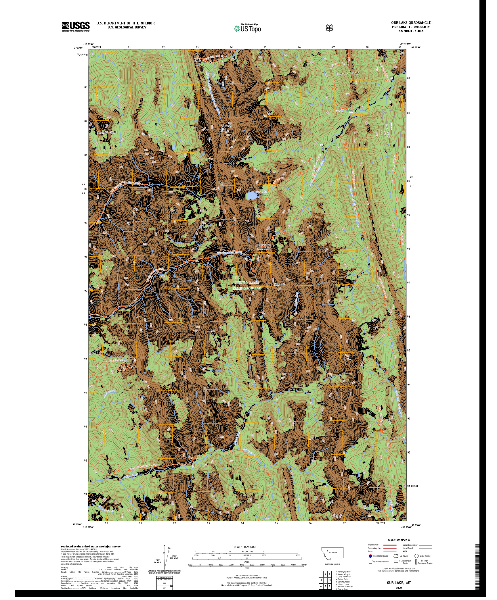 US TOPO 7.5-MINUTE MAP FOR OUR LAKE, MT