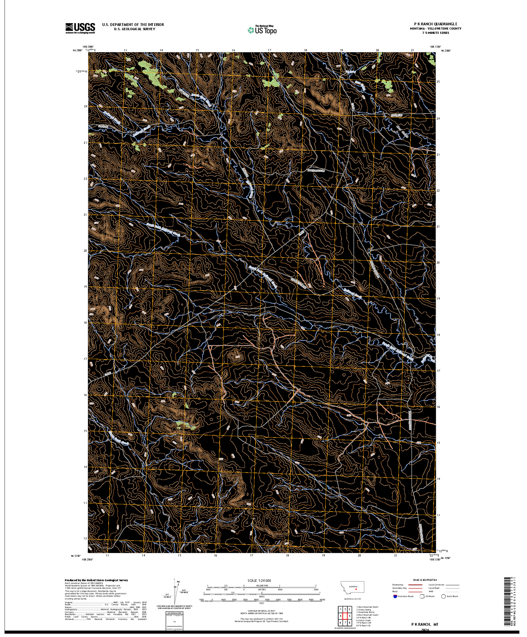 US TOPO 7.5-MINUTE MAP FOR P K RANCH, MT
