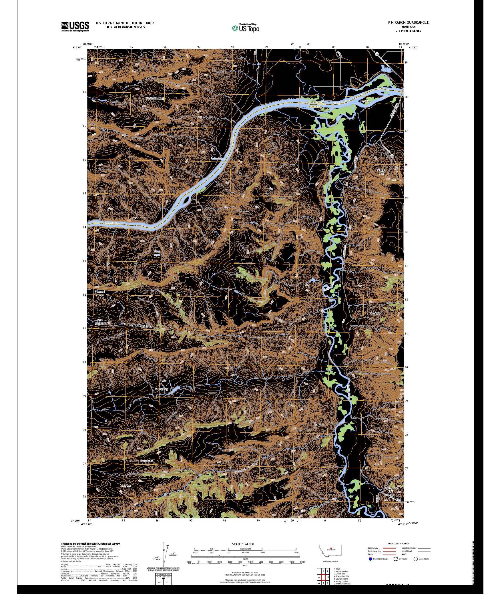 US TOPO 7.5-MINUTE MAP FOR P N RANCH, MT