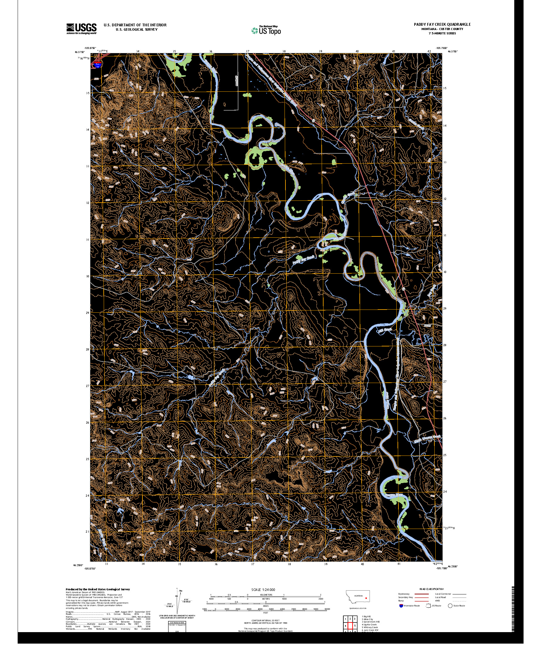 US TOPO 7.5-MINUTE MAP FOR PADDY FAY CREEK, MT