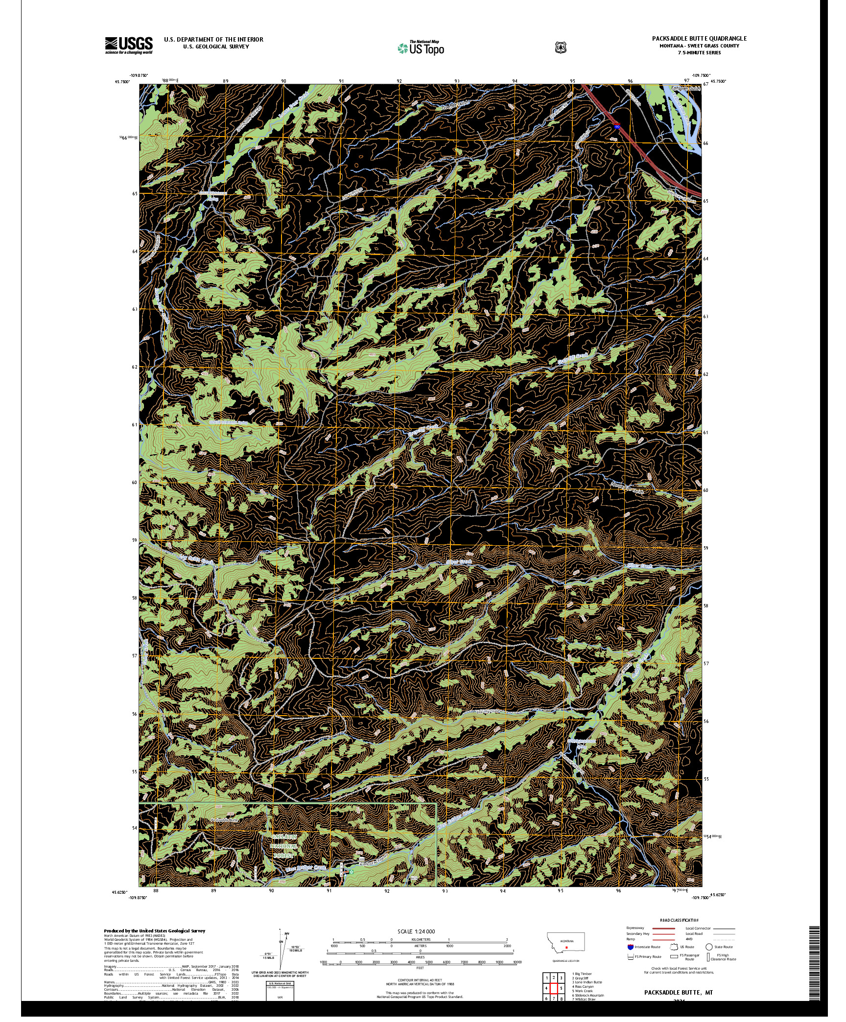 US TOPO 7.5-MINUTE MAP FOR PACKSADDLE BUTTE, MT