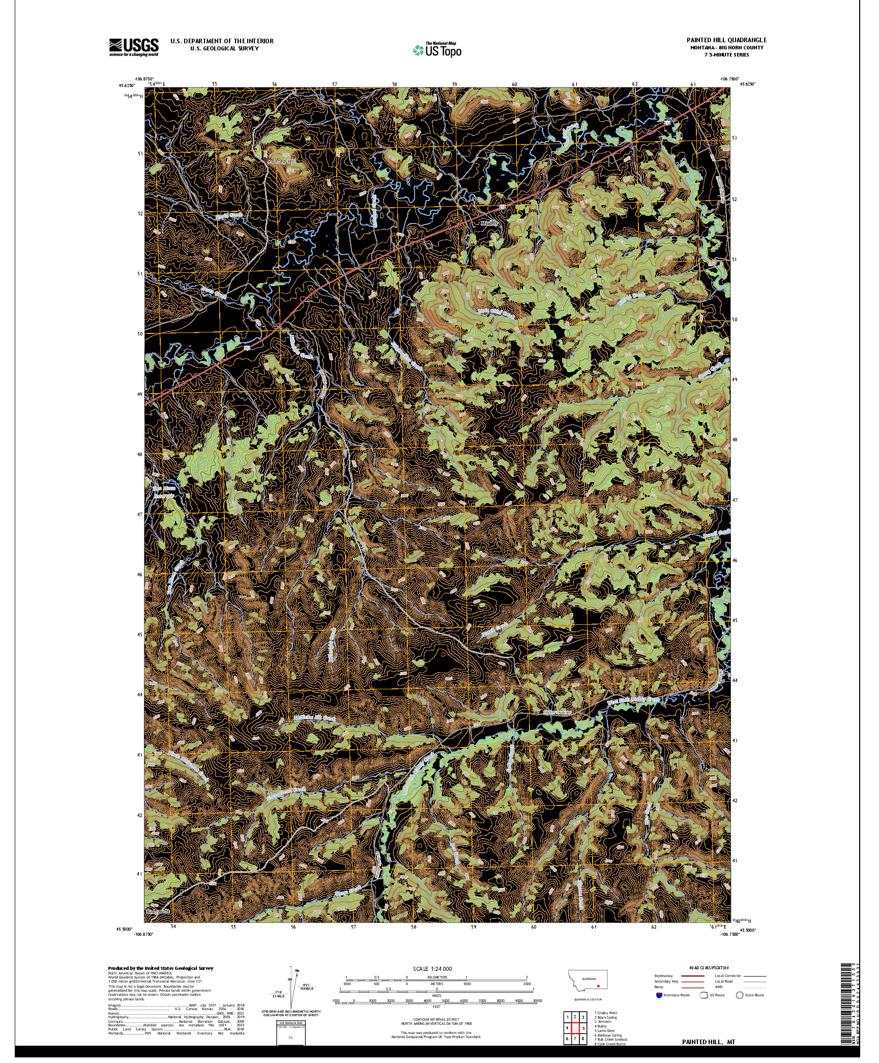 US TOPO 7.5-MINUTE MAP FOR PAINTED HILL, MT