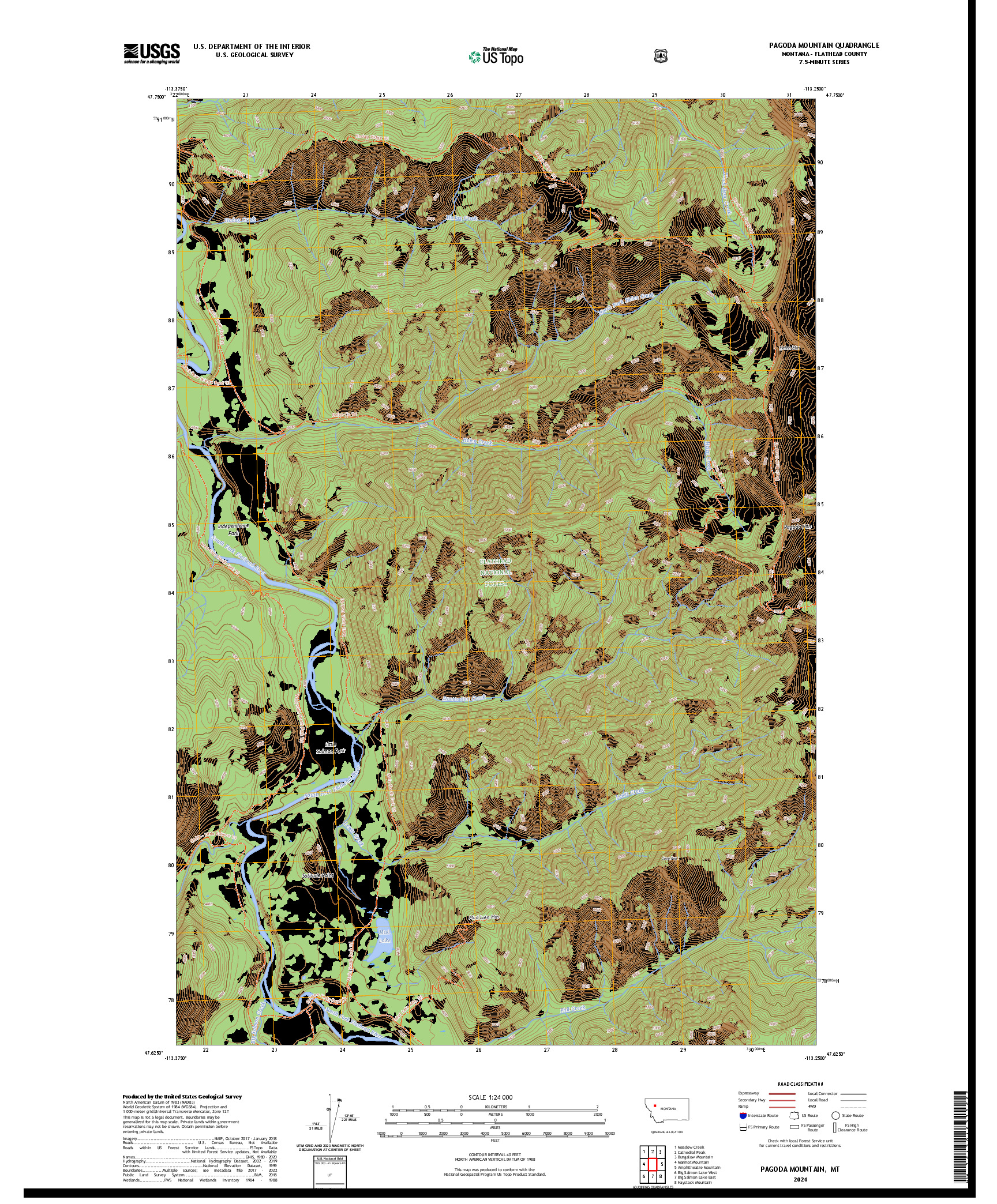US TOPO 7.5-MINUTE MAP FOR PAGODA MOUNTAIN, MT