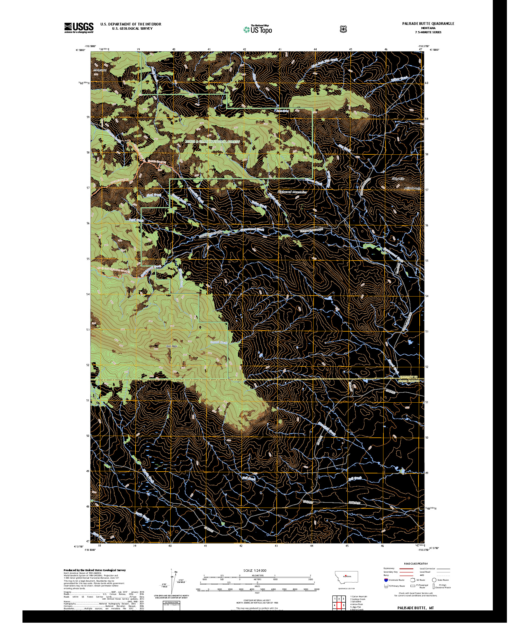 US TOPO 7.5-MINUTE MAP FOR PALISADE BUTTE, MT
