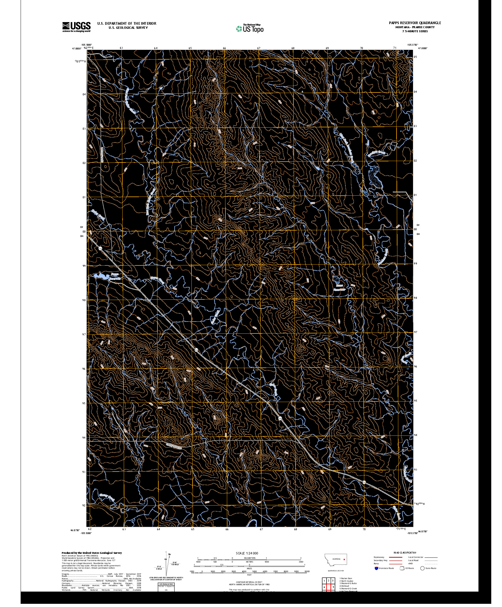 US TOPO 7.5-MINUTE MAP FOR PAPPS RESERVOIR, MT