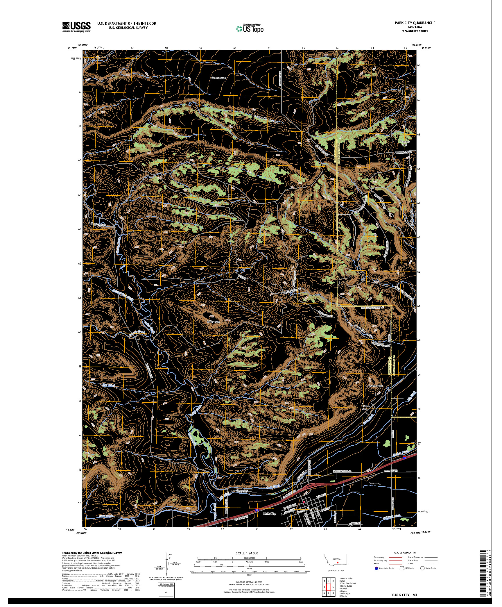 US TOPO 7.5-MINUTE MAP FOR PARK CITY, MT
