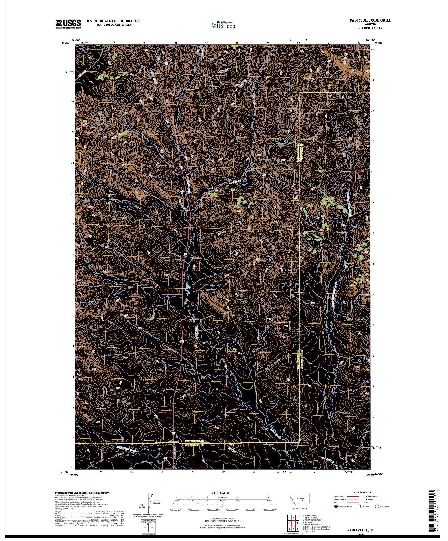 US TOPO 7.5-MINUTE MAP FOR PARK COULEE, MT