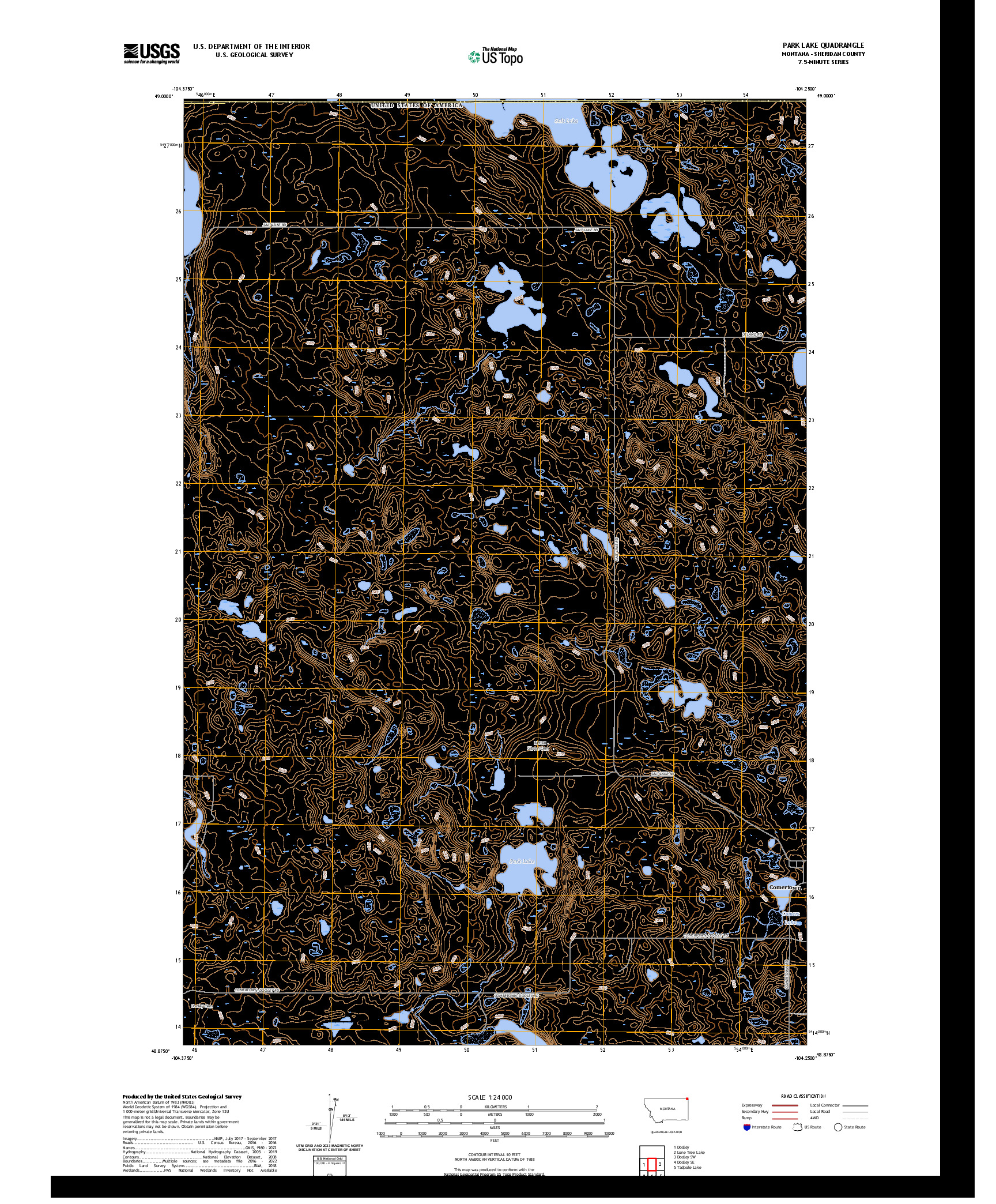 US TOPO 7.5-MINUTE MAP FOR PARK LAKE, MT,SK