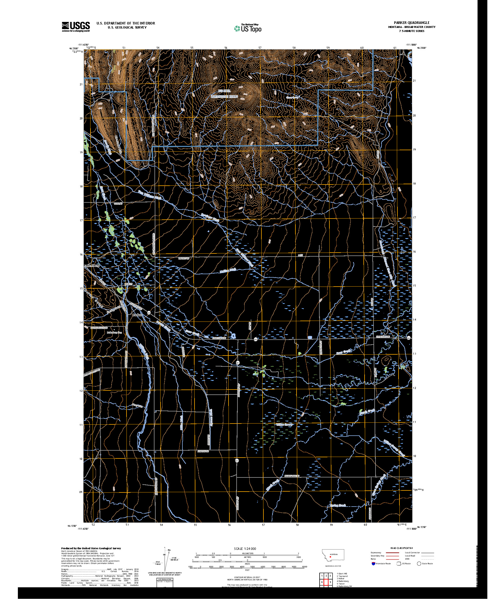US TOPO 7.5-MINUTE MAP FOR PARKER, MT