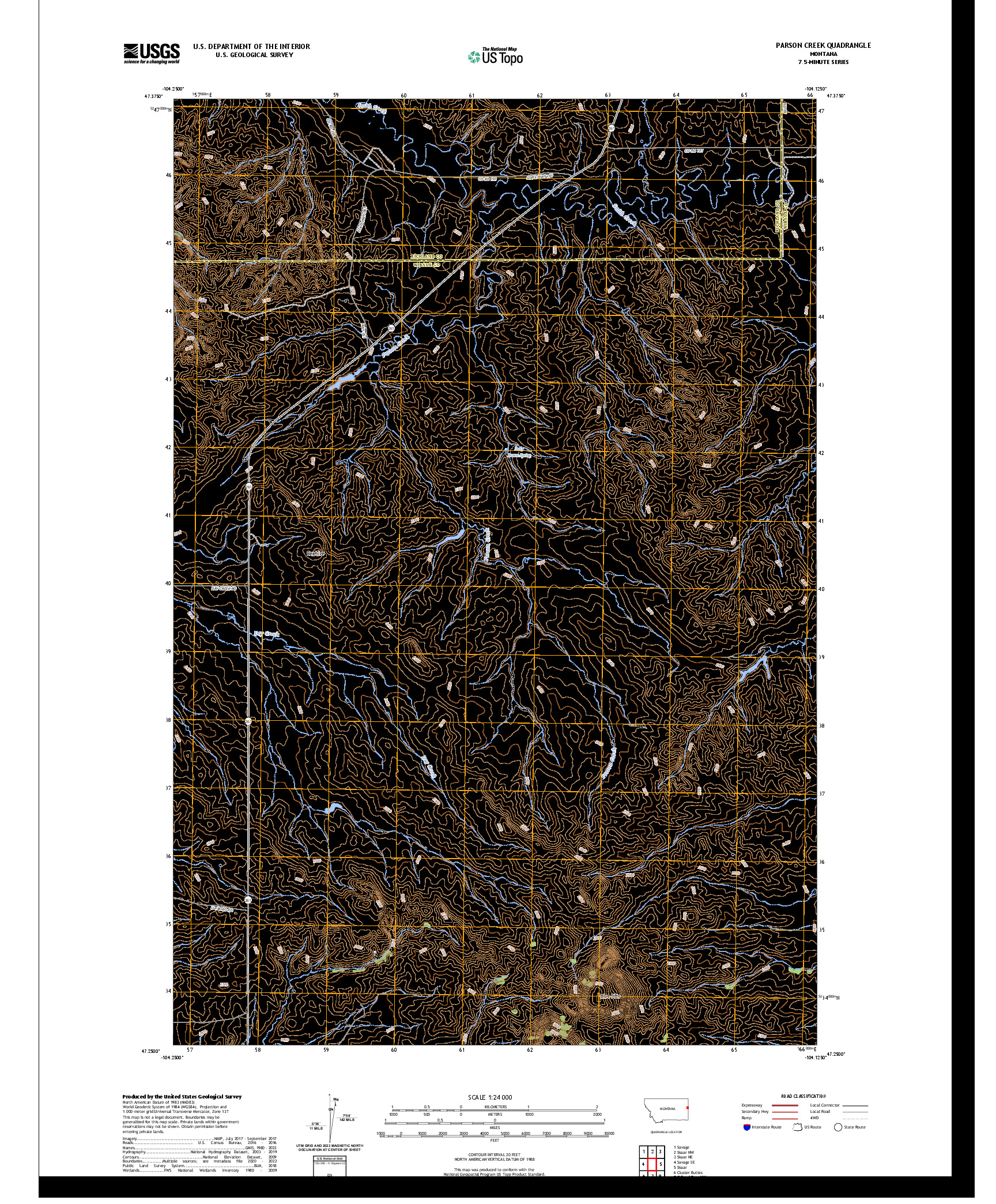 US TOPO 7.5-MINUTE MAP FOR PARSON CREEK, MT