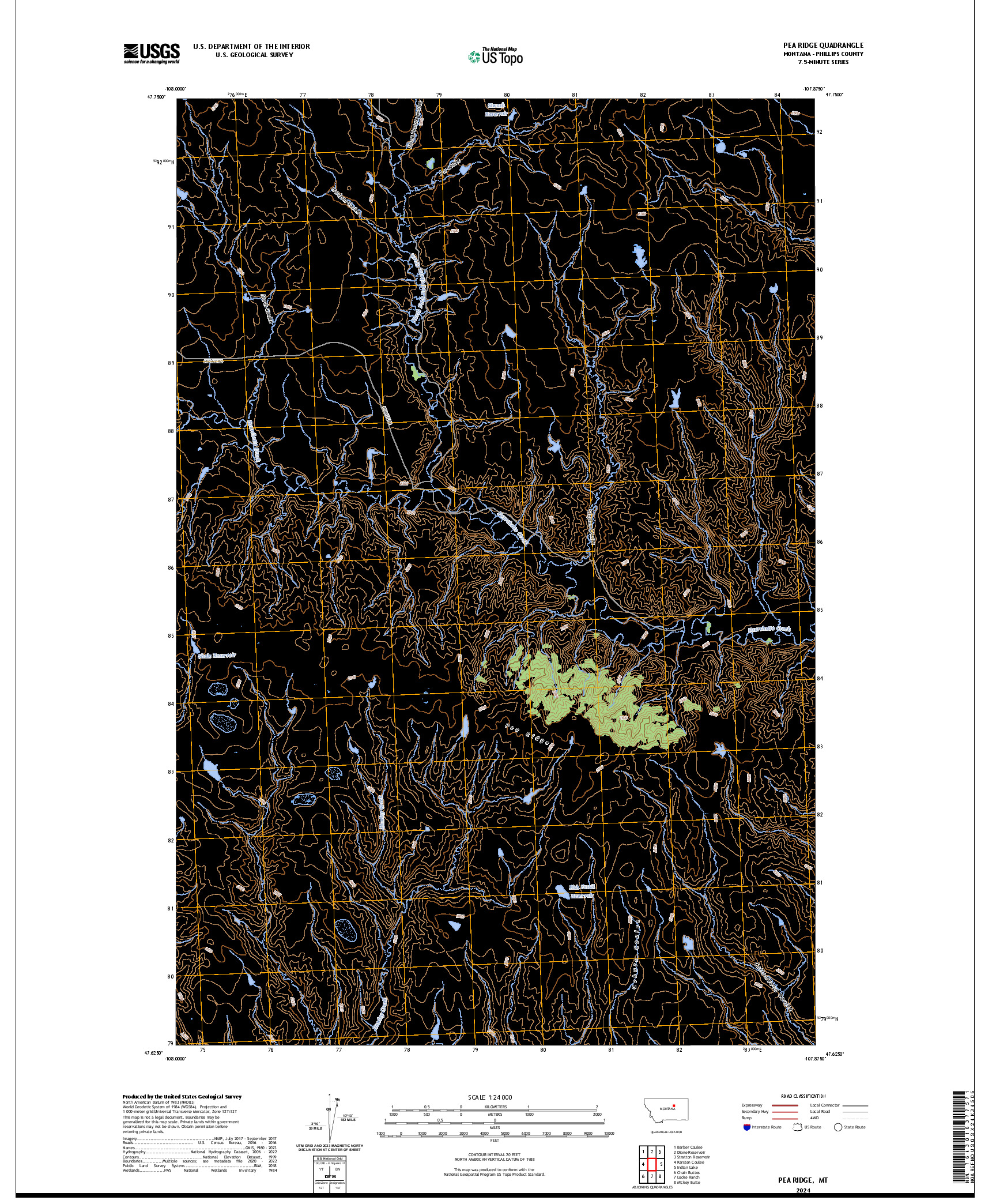 US TOPO 7.5-MINUTE MAP FOR PEA RIDGE, MT