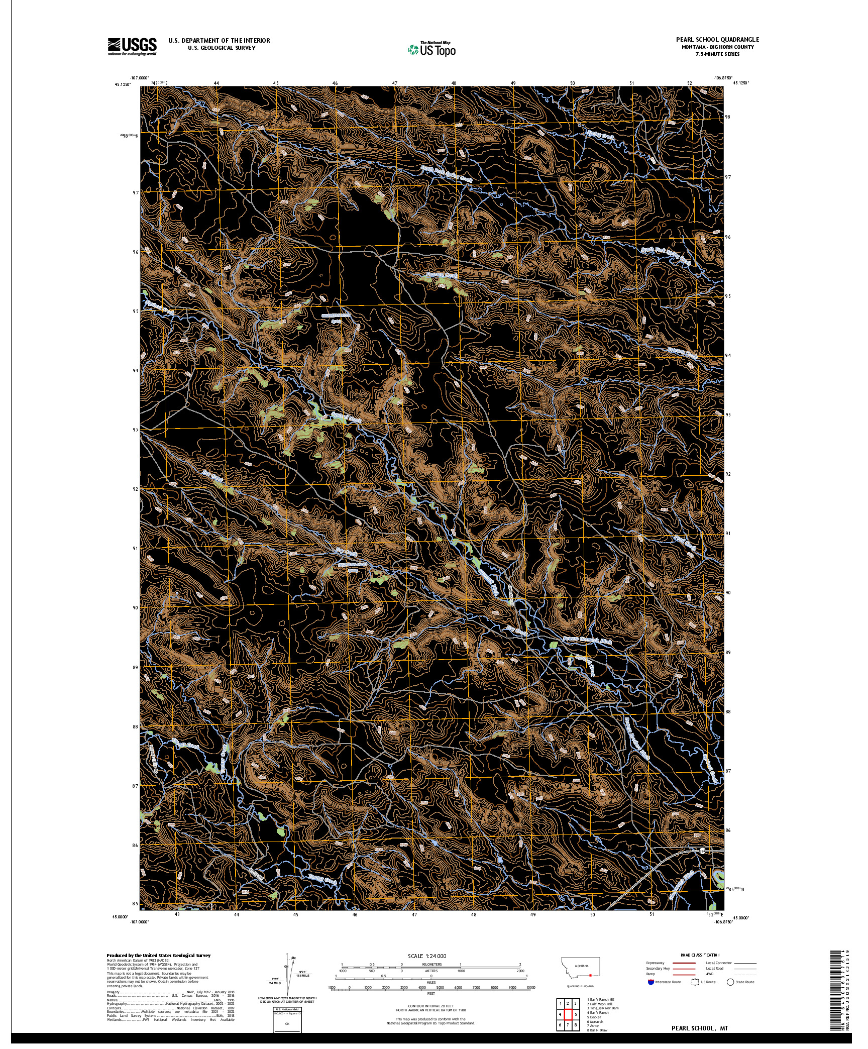 US TOPO 7.5-MINUTE MAP FOR PEARL SCHOOL, MT
