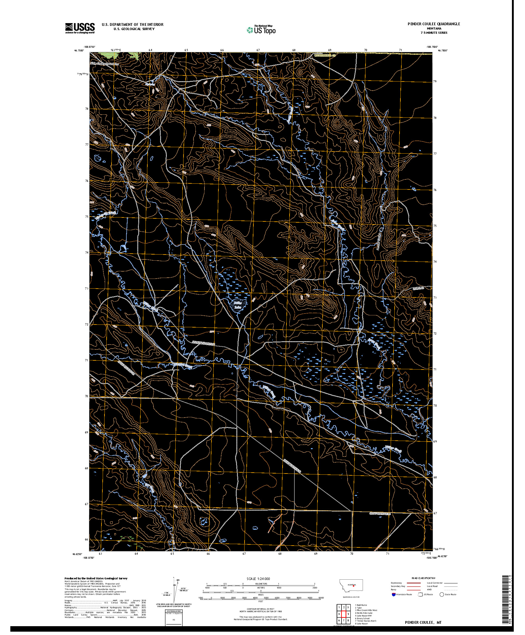 US TOPO 7.5-MINUTE MAP FOR PENDER COULEE, MT