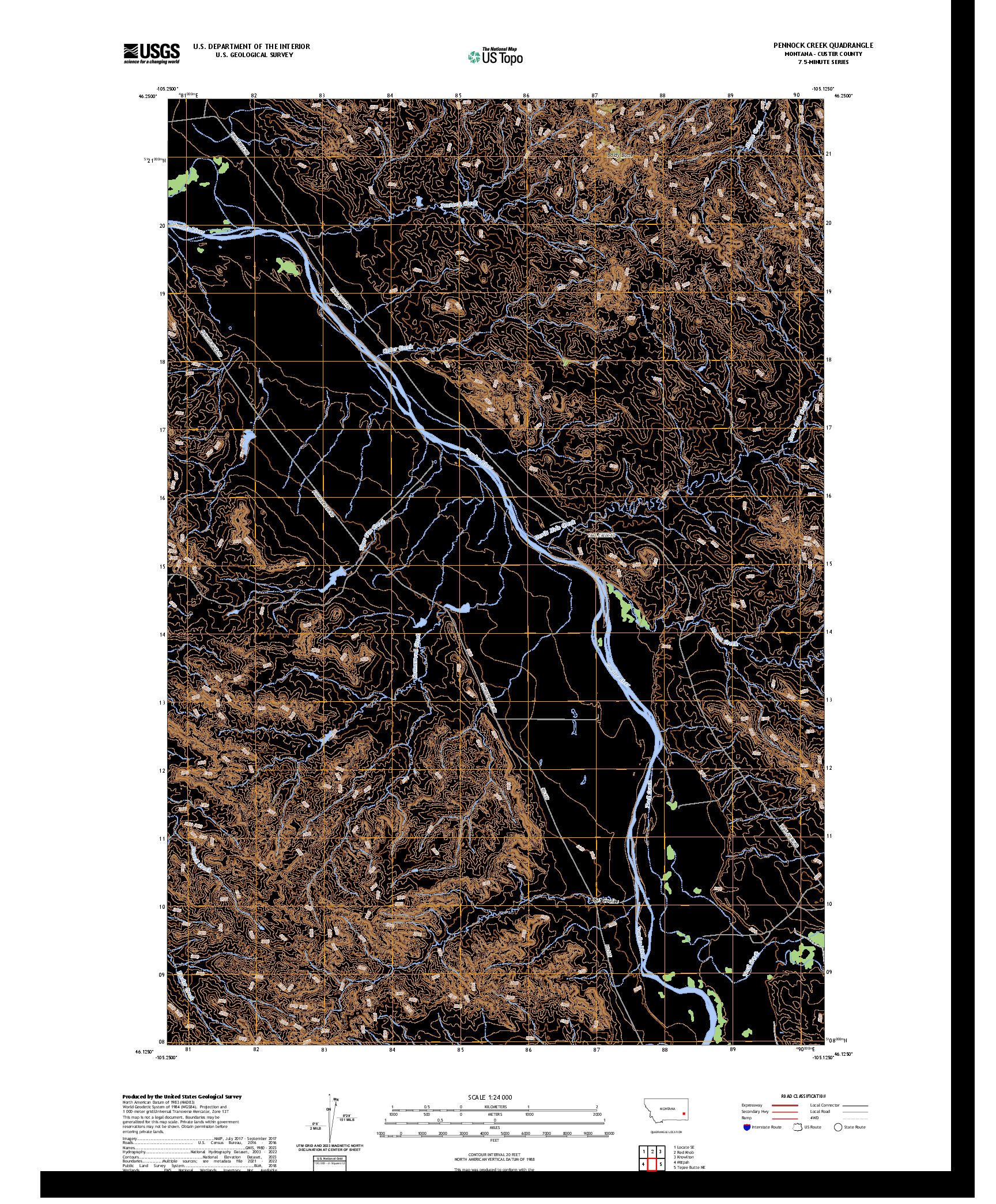US TOPO 7.5-MINUTE MAP FOR PENNOCK CREEK, MT