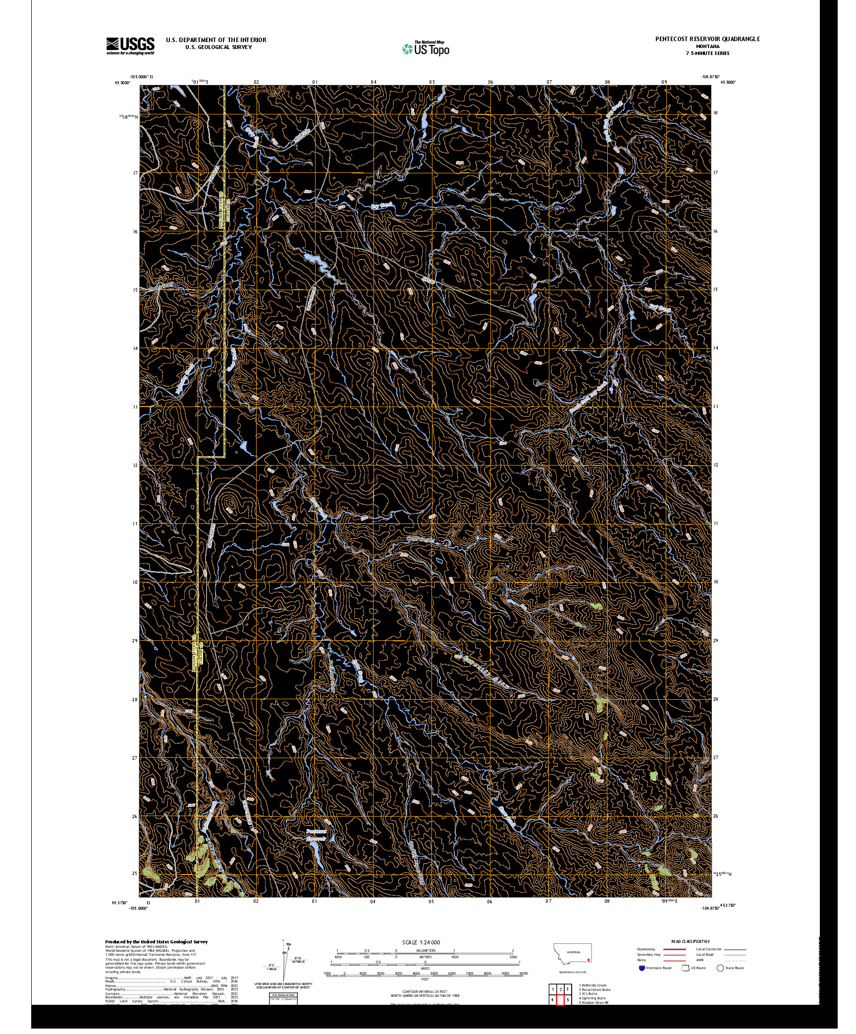 US TOPO 7.5-MINUTE MAP FOR PENTECOST RESERVOIR, MT