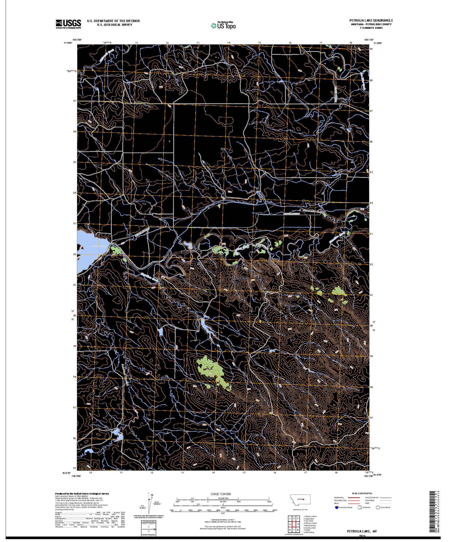 US TOPO 7.5-MINUTE MAP FOR PETROLIA LAKE, MT