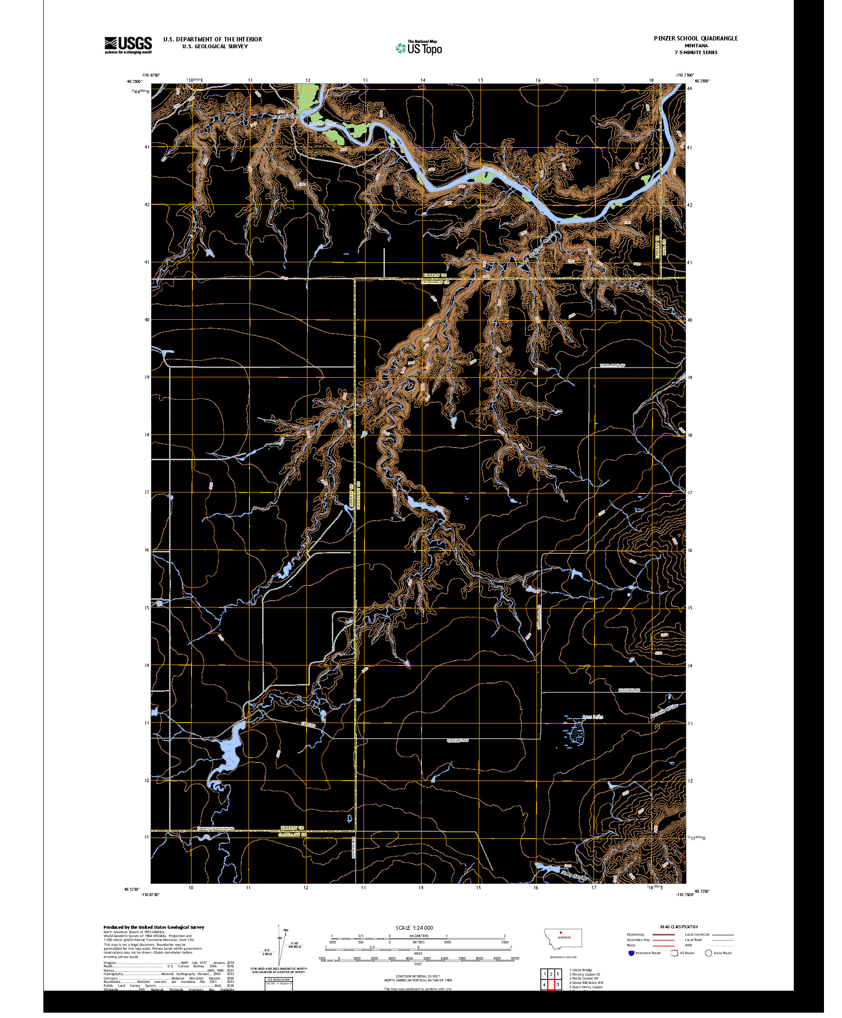 US TOPO 7.5-MINUTE MAP FOR PENZER SCHOOL, MT