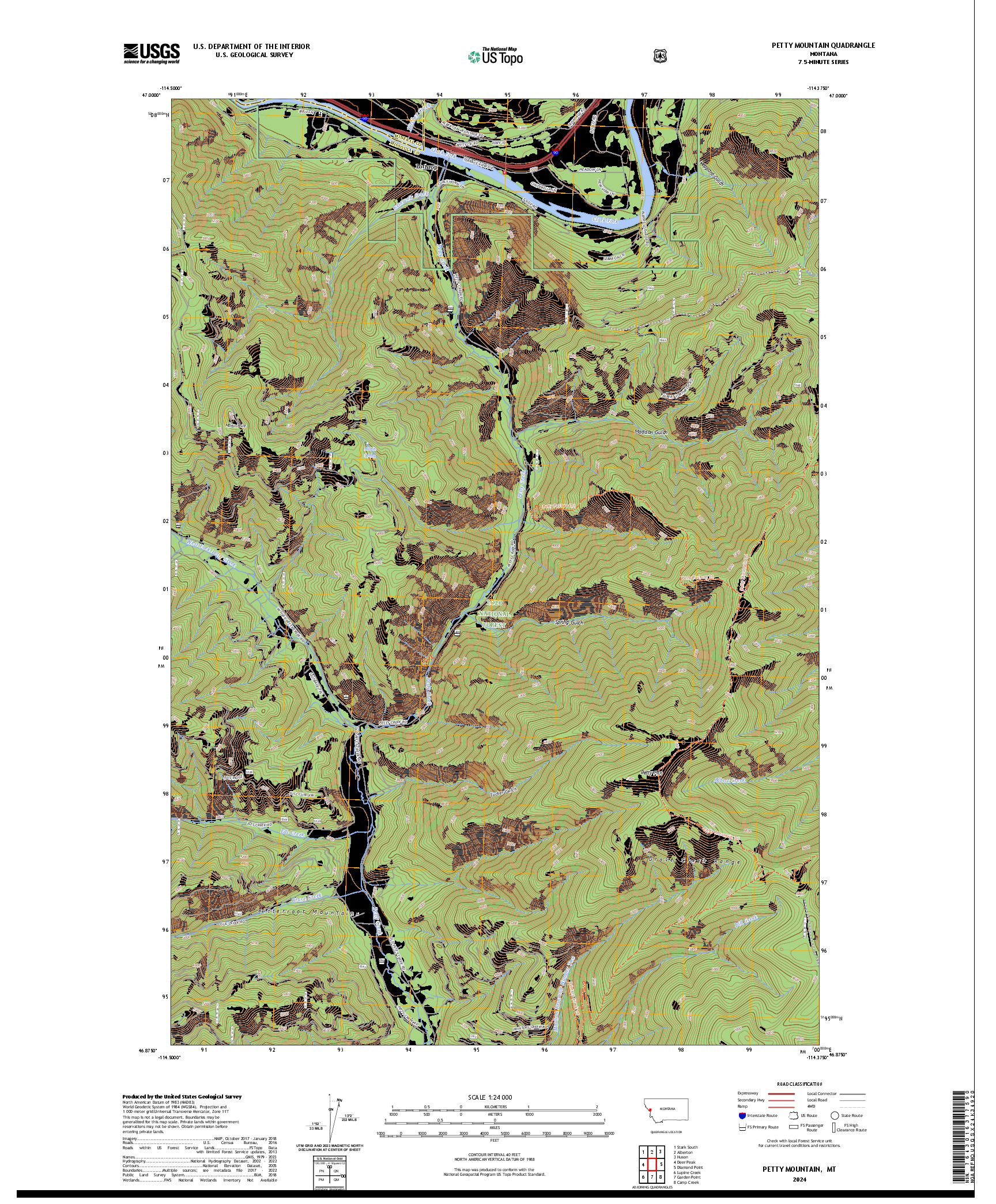 US TOPO 7.5-MINUTE MAP FOR PETTY MOUNTAIN, MT
