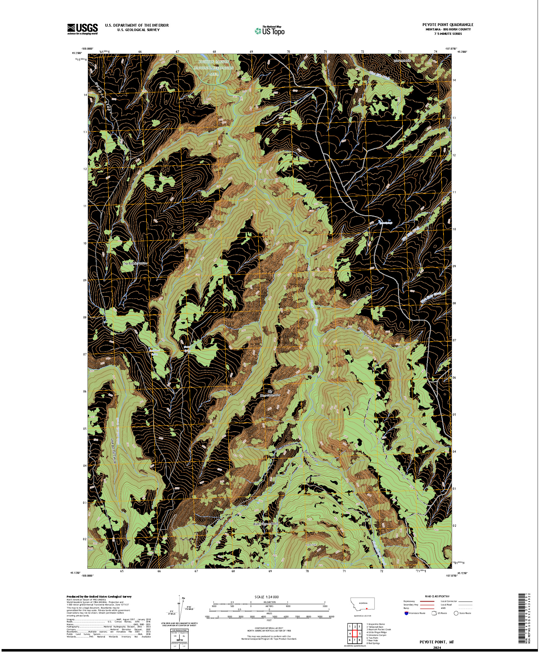 US TOPO 7.5-MINUTE MAP FOR PEYOTE POINT, MT