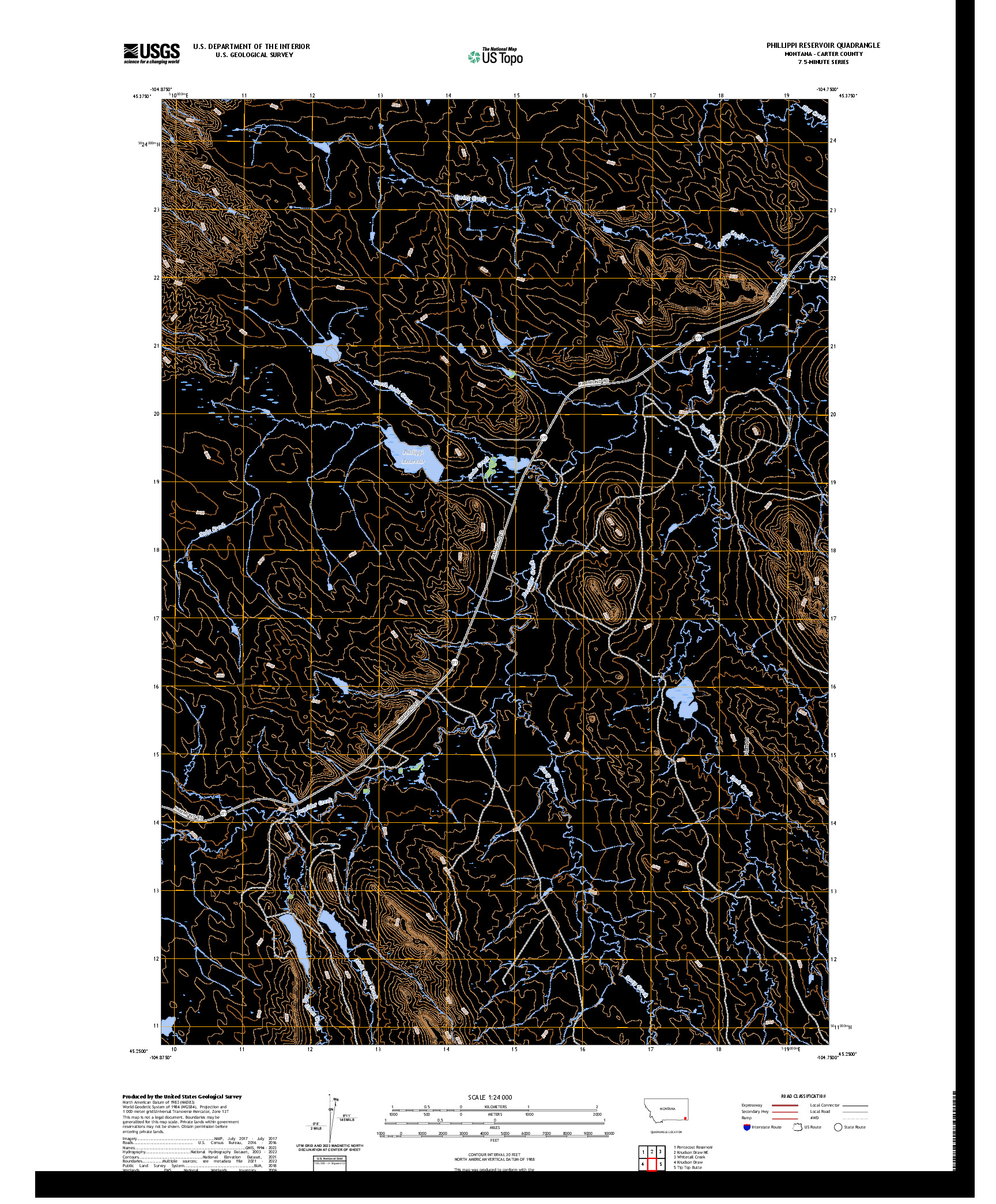 US TOPO 7.5-MINUTE MAP FOR PHILLIPPI RESERVOIR, MT