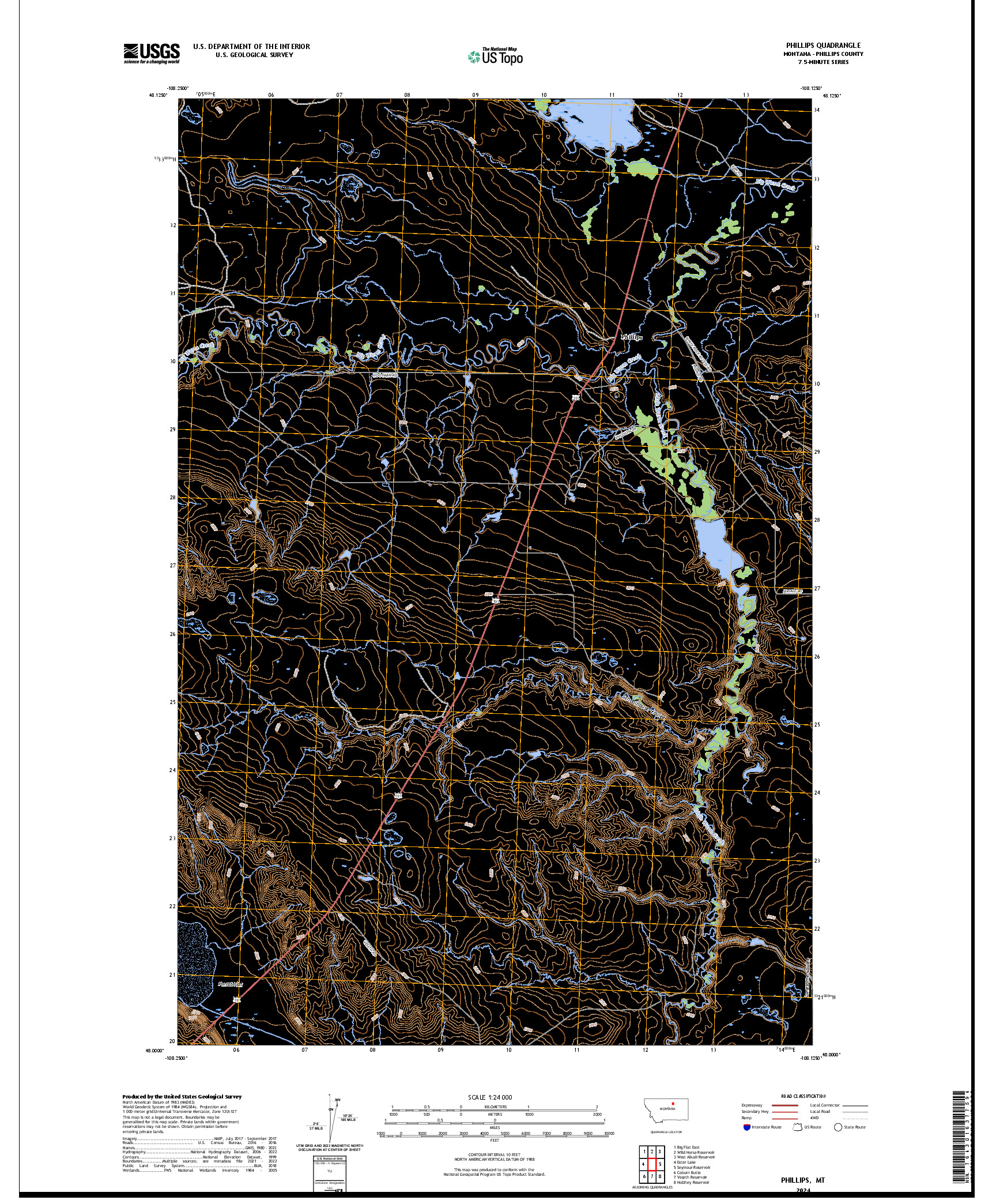 US TOPO 7.5-MINUTE MAP FOR PHILLIPS, MT