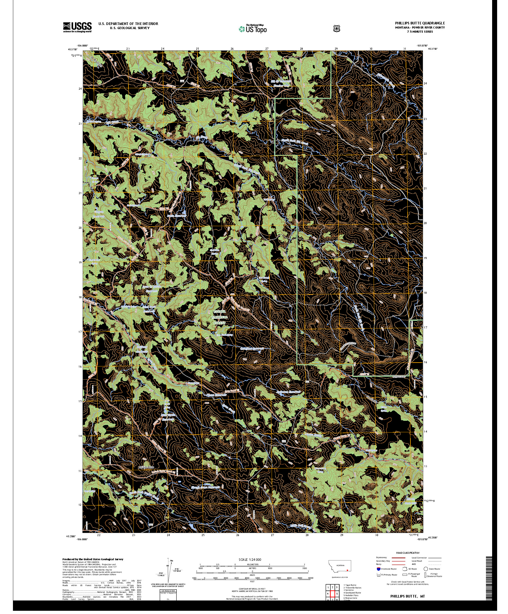 US TOPO 7.5-MINUTE MAP FOR PHILLIPS BUTTE, MT