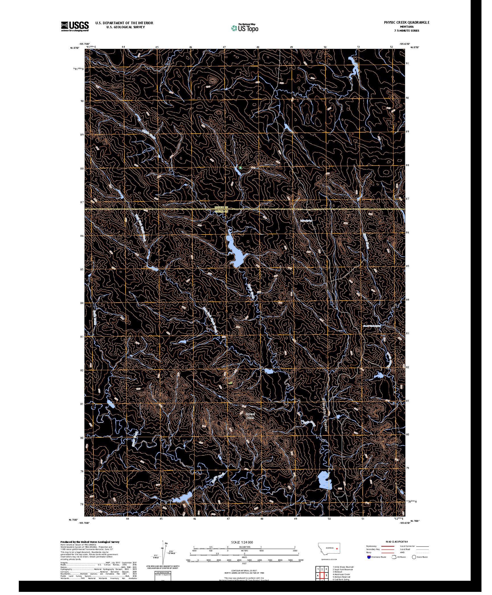 US TOPO 7.5-MINUTE MAP FOR PHYSIC CREEK, MT