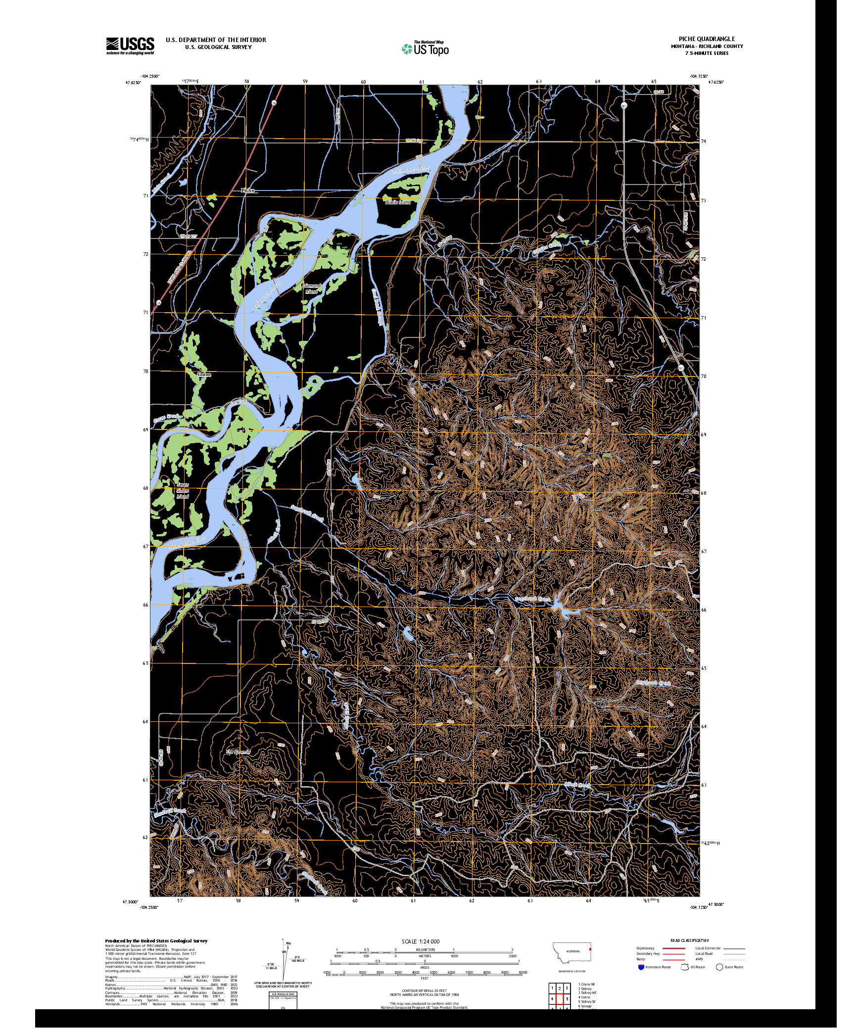 US TOPO 7.5-MINUTE MAP FOR PICHE, MT