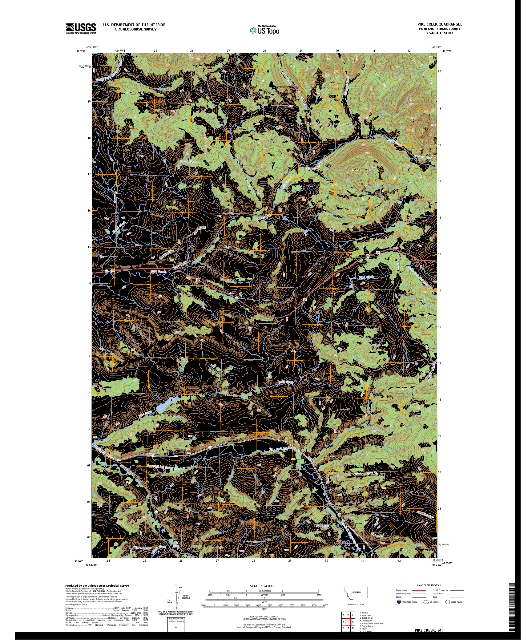 US TOPO 7.5-MINUTE MAP FOR PIKE CREEK, MT