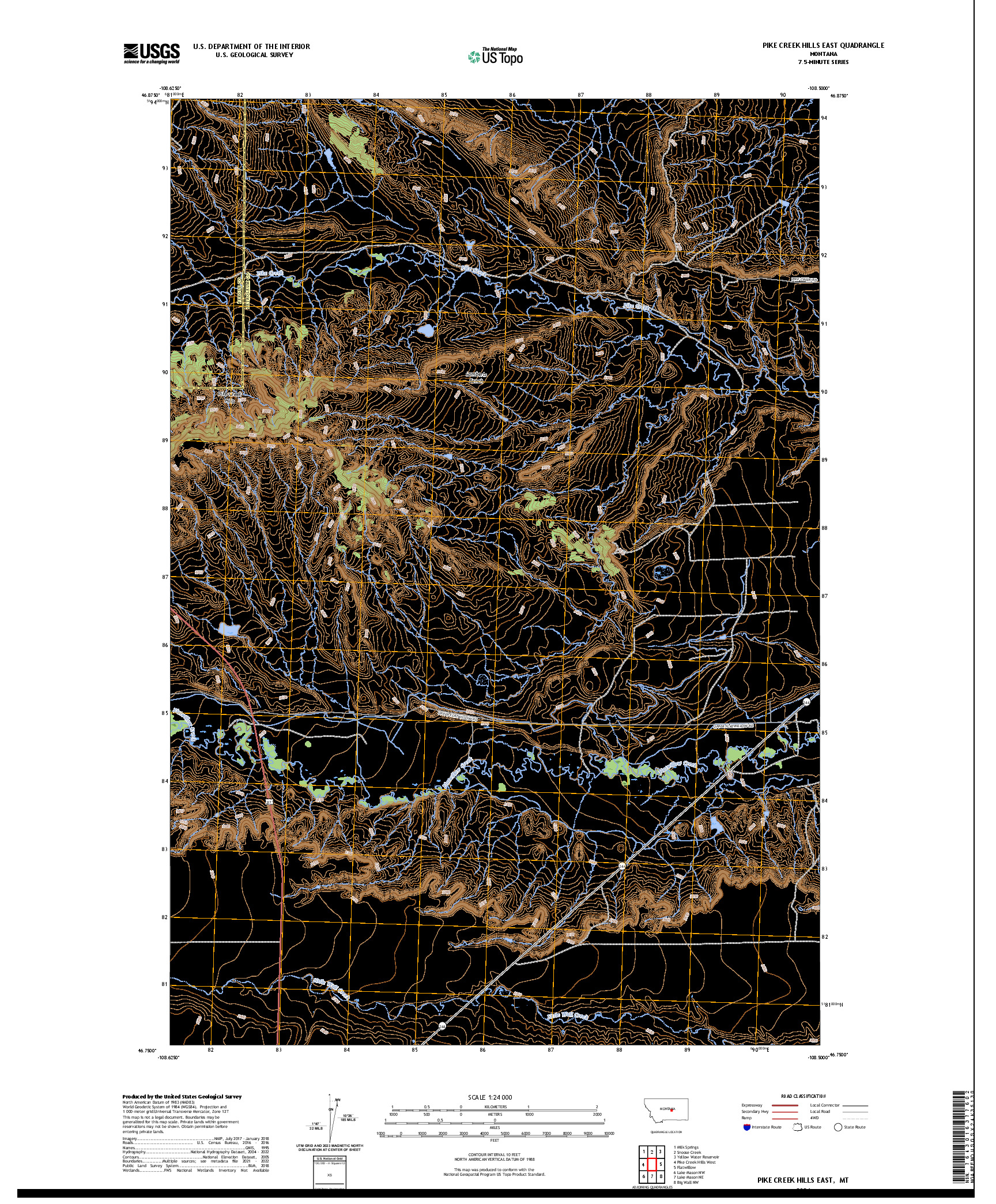 US TOPO 7.5-MINUTE MAP FOR PIKE CREEK HILLS EAST, MT