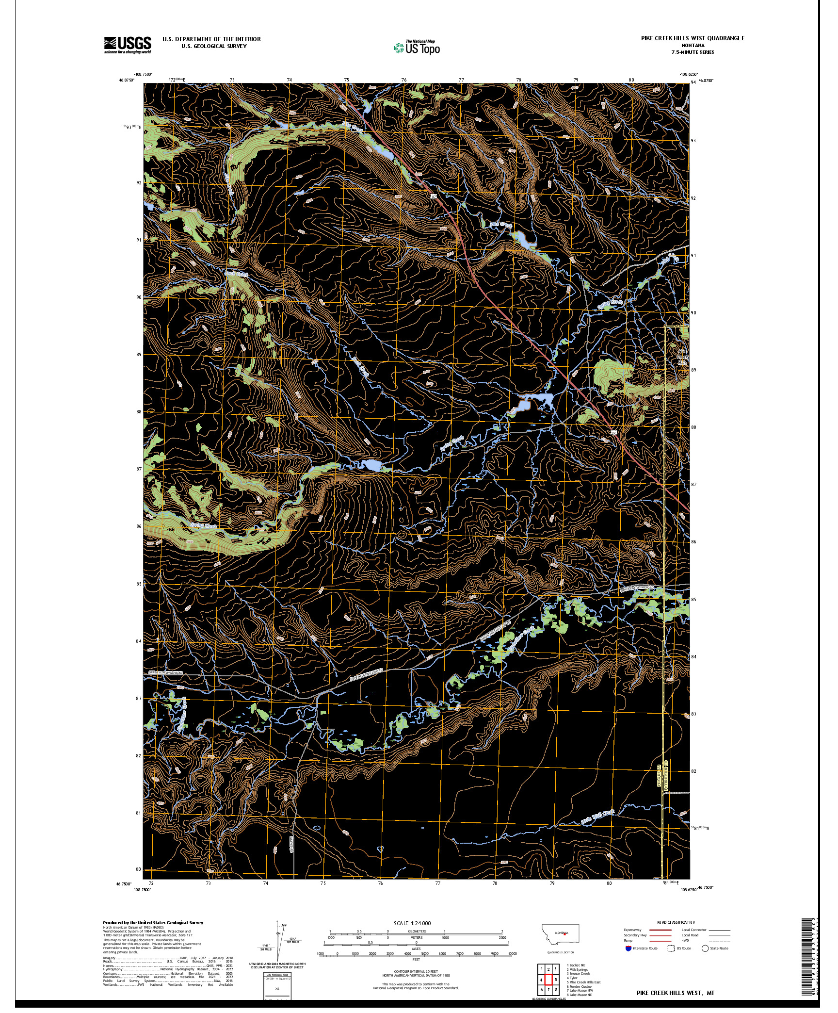 US TOPO 7.5-MINUTE MAP FOR PIKE CREEK HILLS WEST, MT