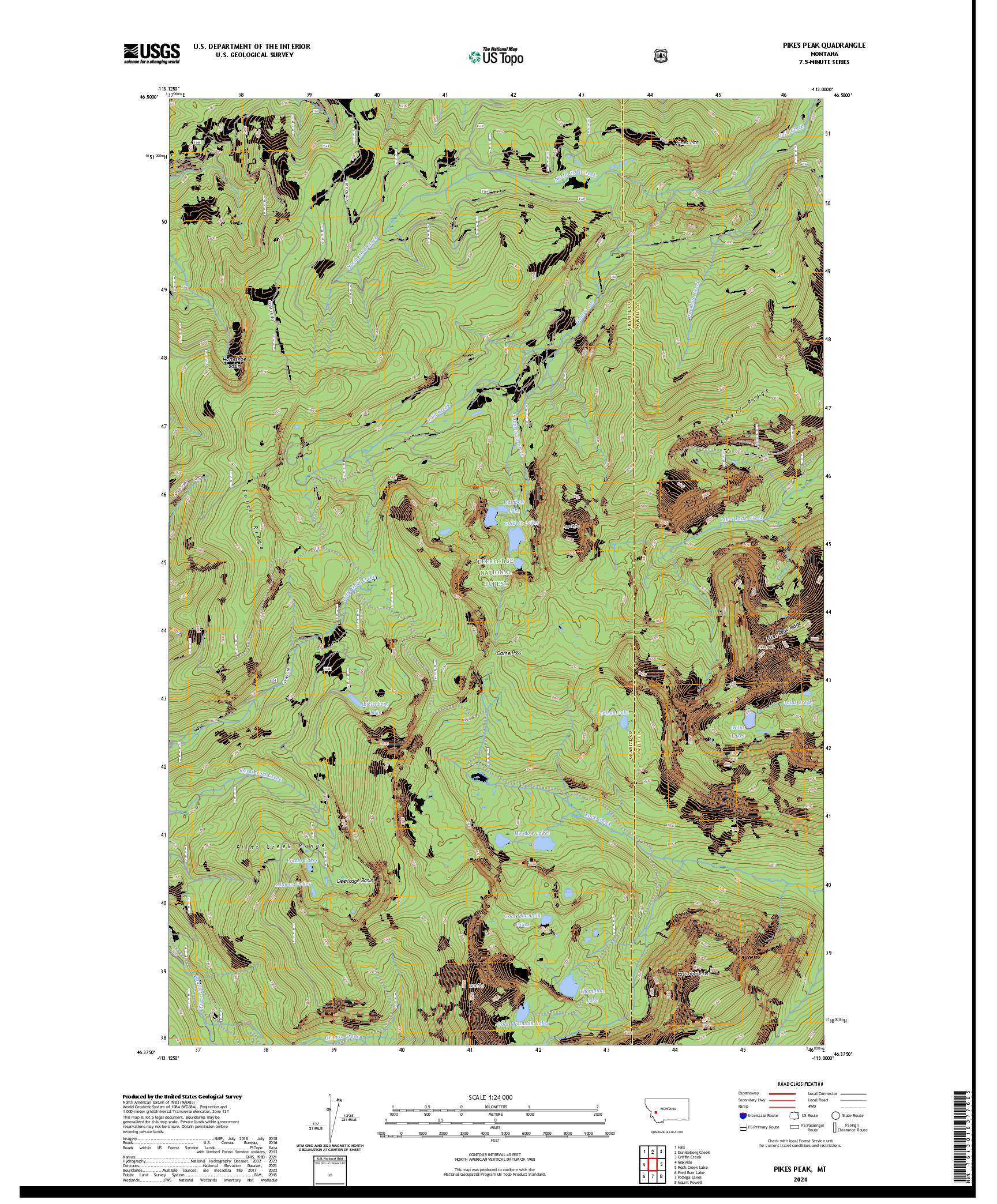 US TOPO 7.5-MINUTE MAP FOR PIKES PEAK, MT