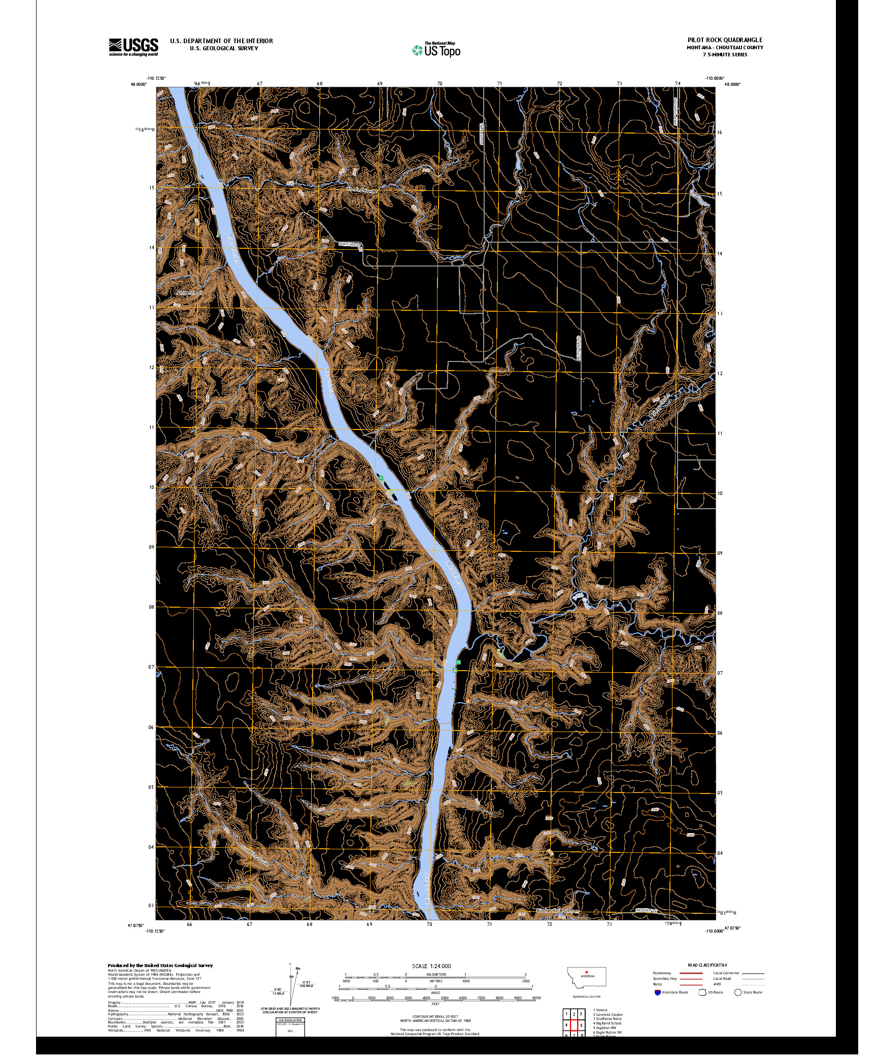 US TOPO 7.5-MINUTE MAP FOR PILOT ROCK, MT