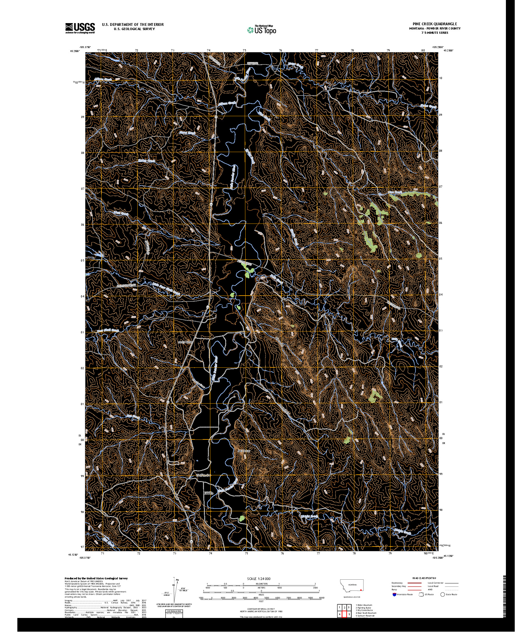 US TOPO 7.5-MINUTE MAP FOR PINE CREEK, MT