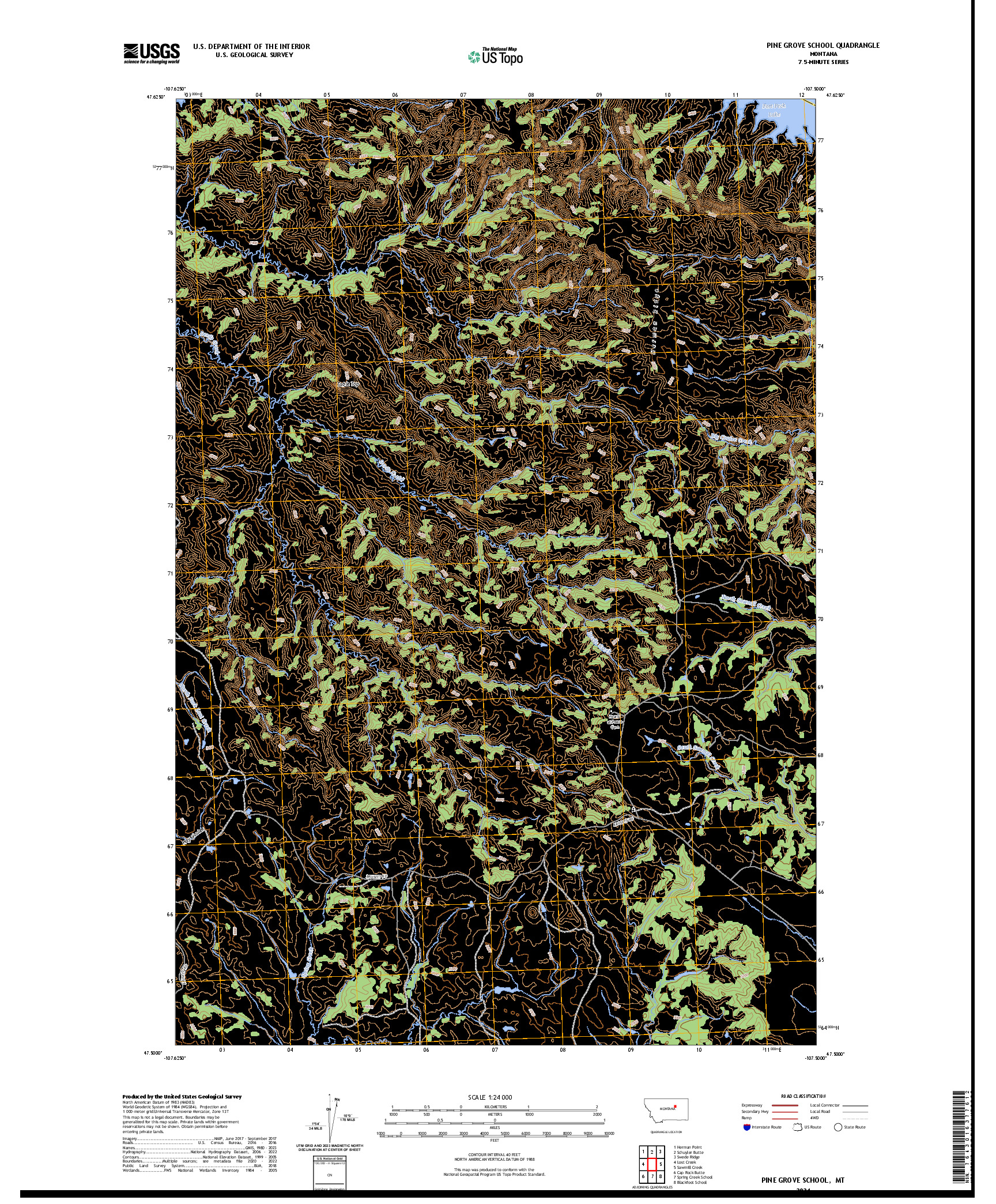 US TOPO 7.5-MINUTE MAP FOR PINE GROVE SCHOOL, MT