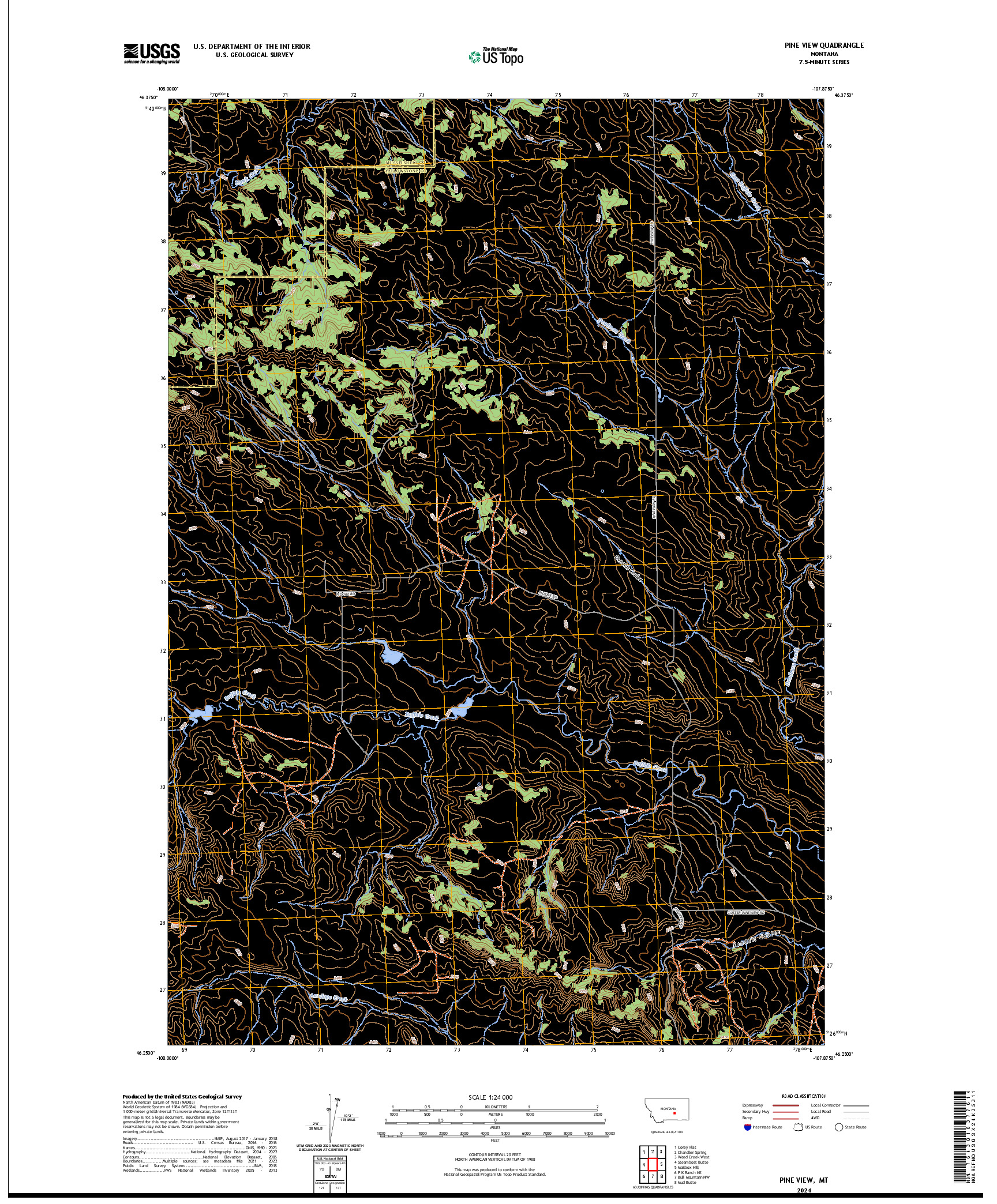 US TOPO 7.5-MINUTE MAP FOR PINE VIEW, MT