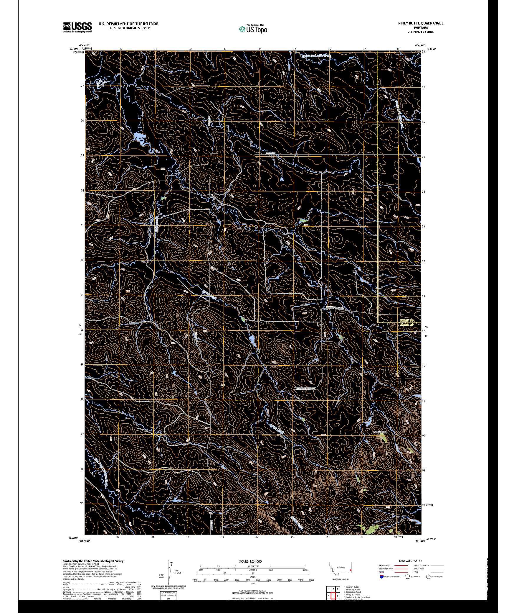 US TOPO 7.5-MINUTE MAP FOR PINEY BUTTE, MT