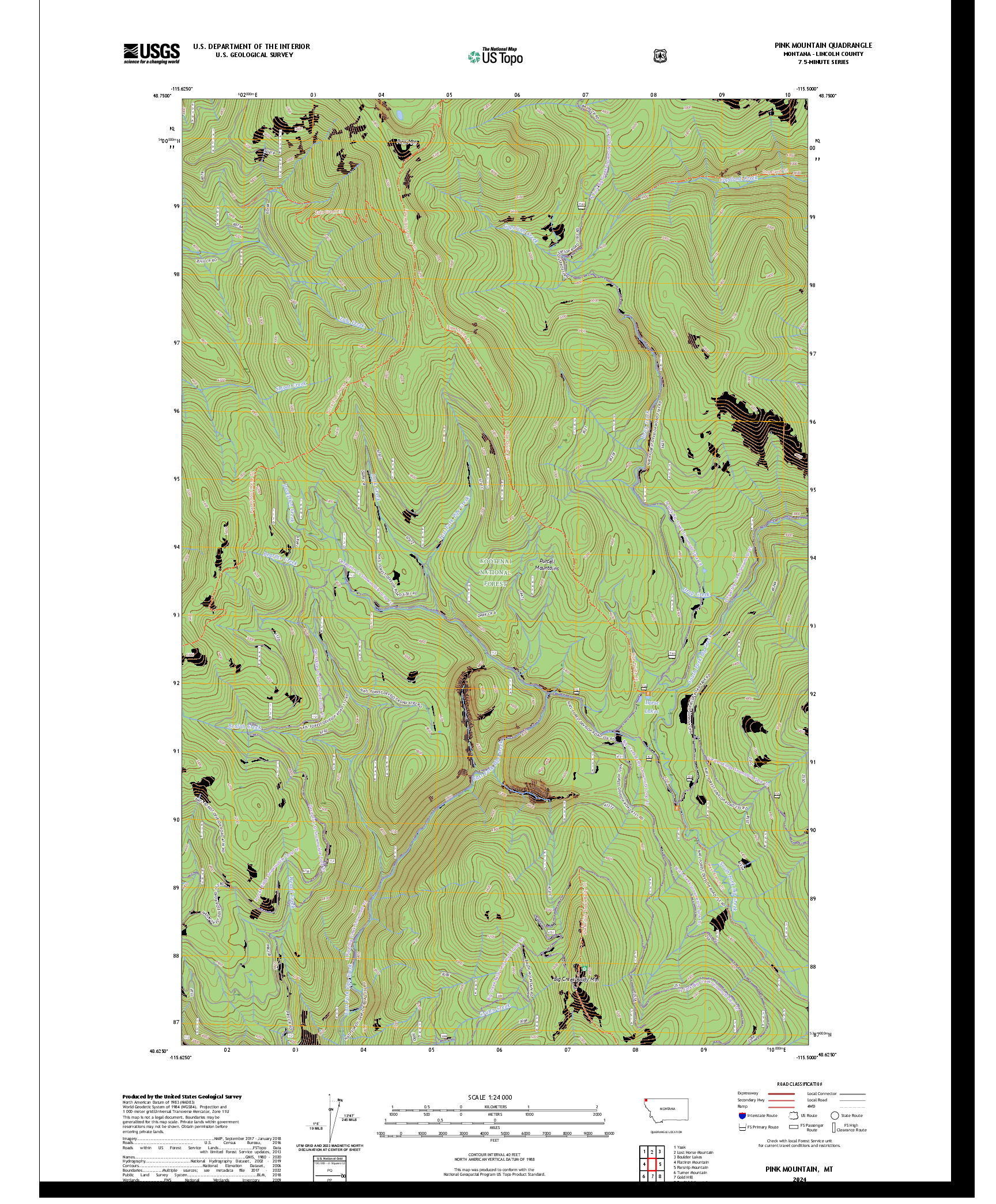 US TOPO 7.5-MINUTE MAP FOR PINK MOUNTAIN, MT
