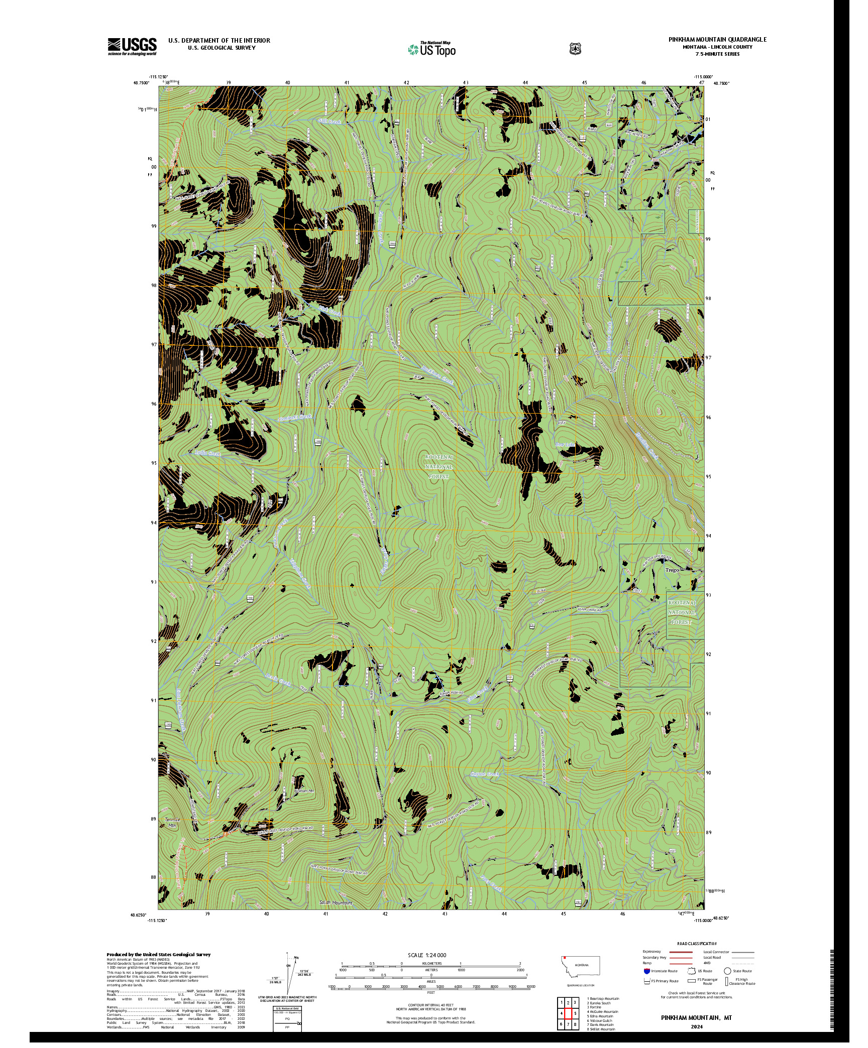 US TOPO 7.5-MINUTE MAP FOR PINKHAM MOUNTAIN, MT