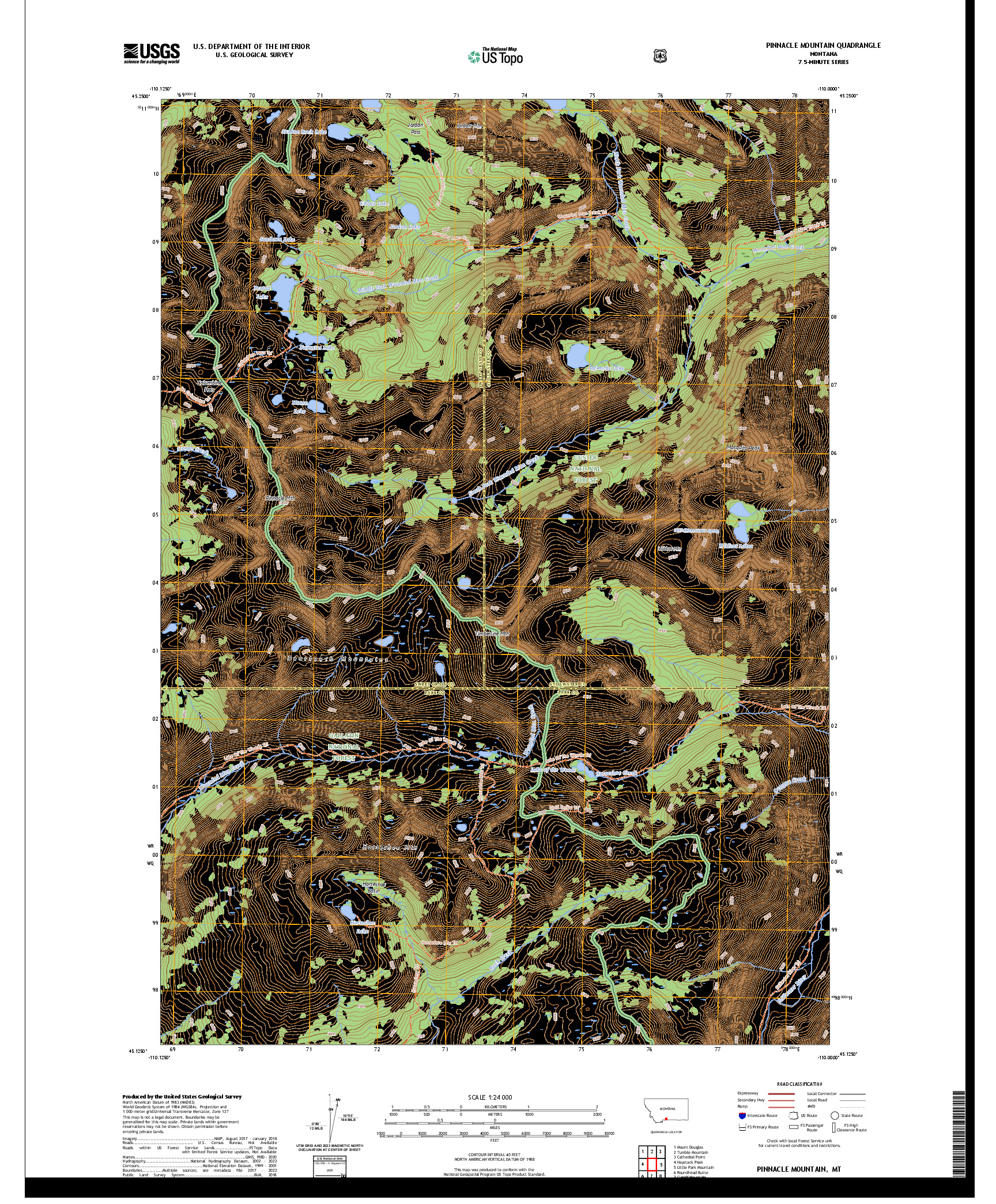 US TOPO 7.5-MINUTE MAP FOR PINNACLE MOUNTAIN, MT