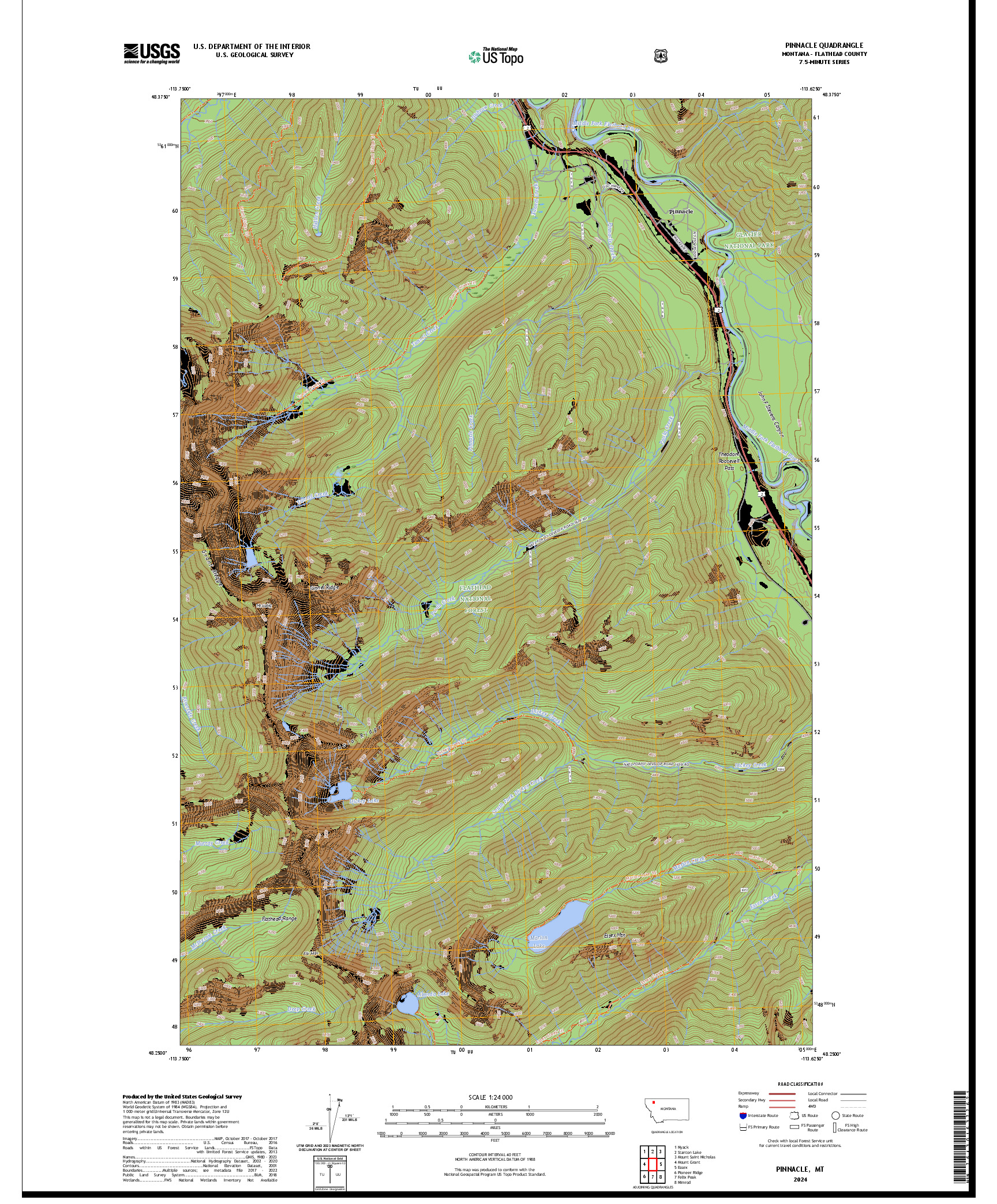 US TOPO 7.5-MINUTE MAP FOR PINNACLE, MT