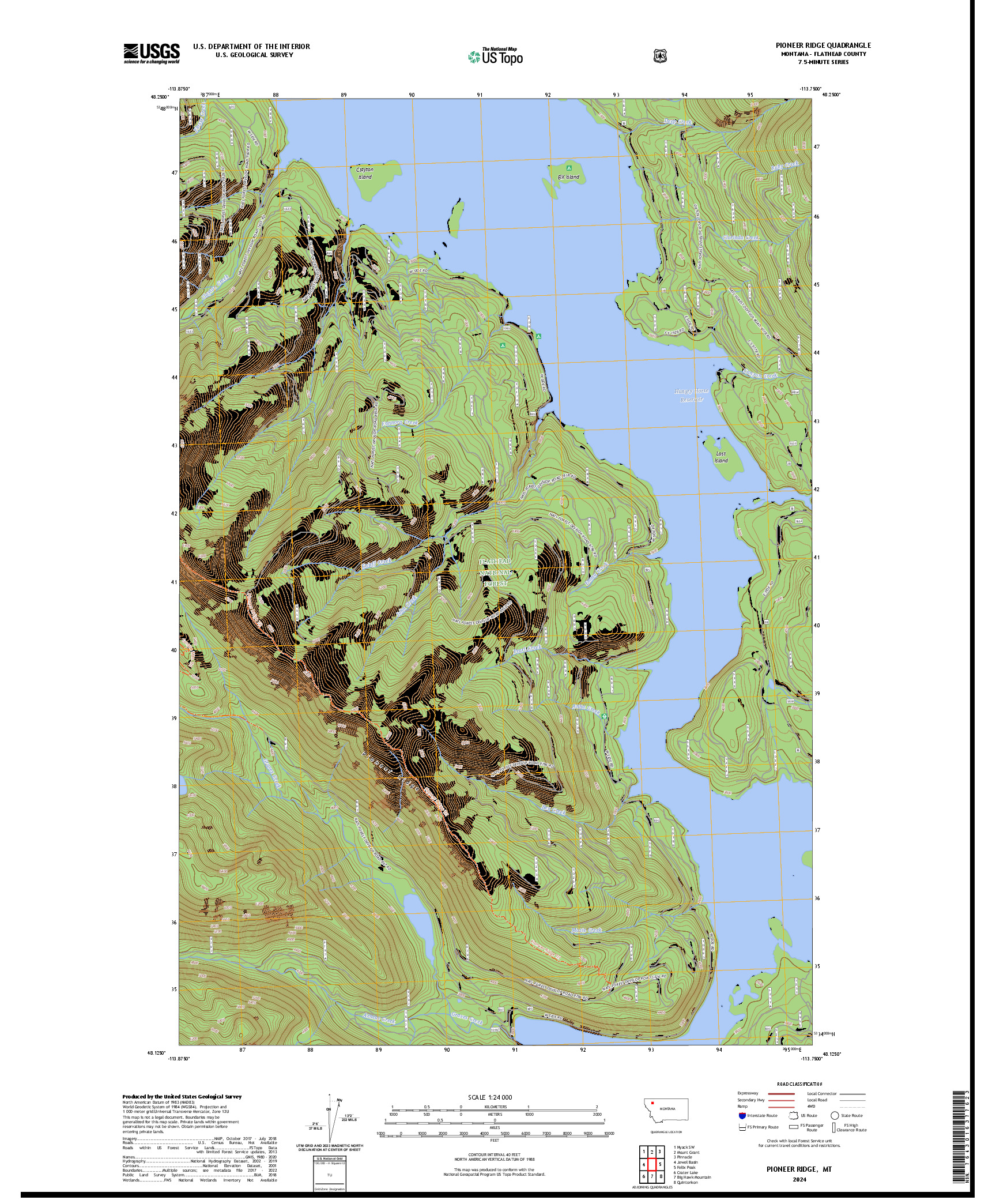US TOPO 7.5-MINUTE MAP FOR PIONEER RIDGE, MT